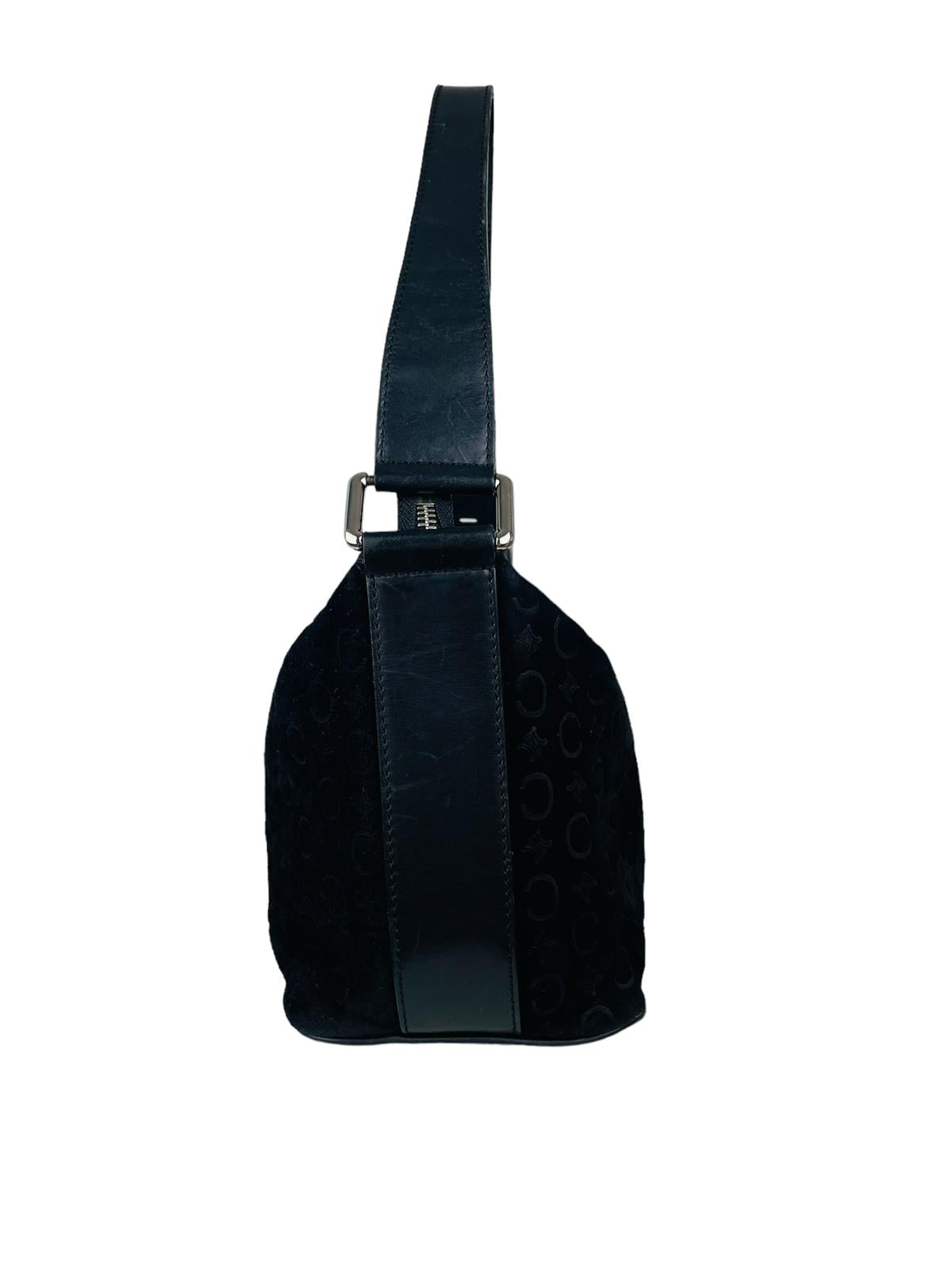 CELINE MACADAM SUEDE SHOULDER BAG