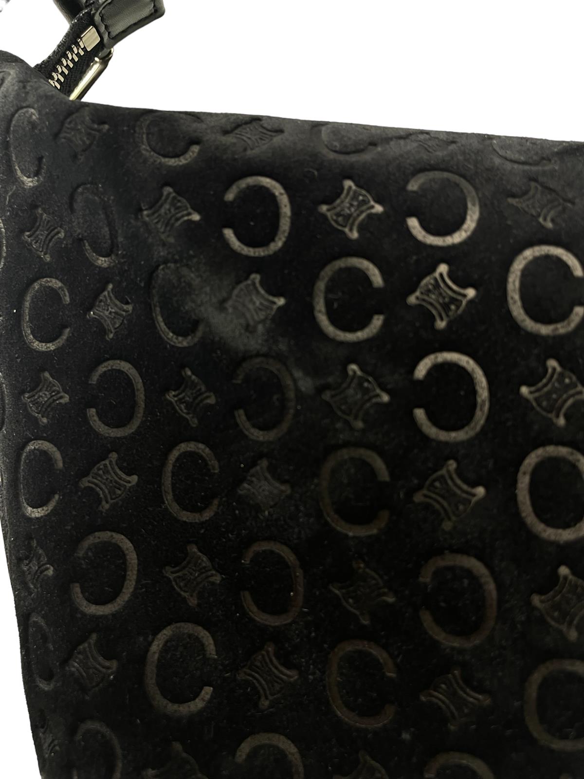 CELINE MACADAM SUEDE SHOULDER BAG