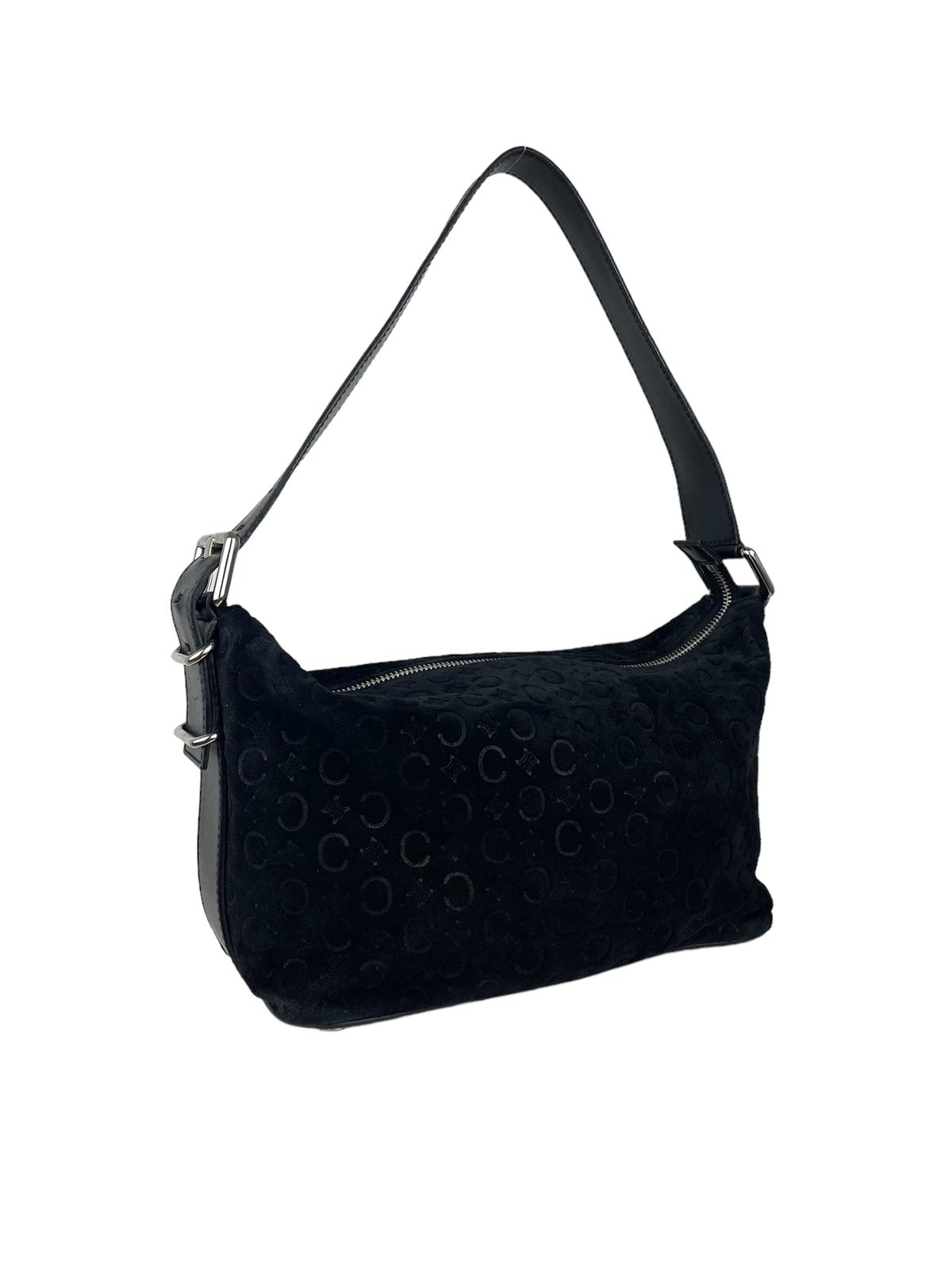 CELINE MACADAM SUEDE SHOULDER BAG