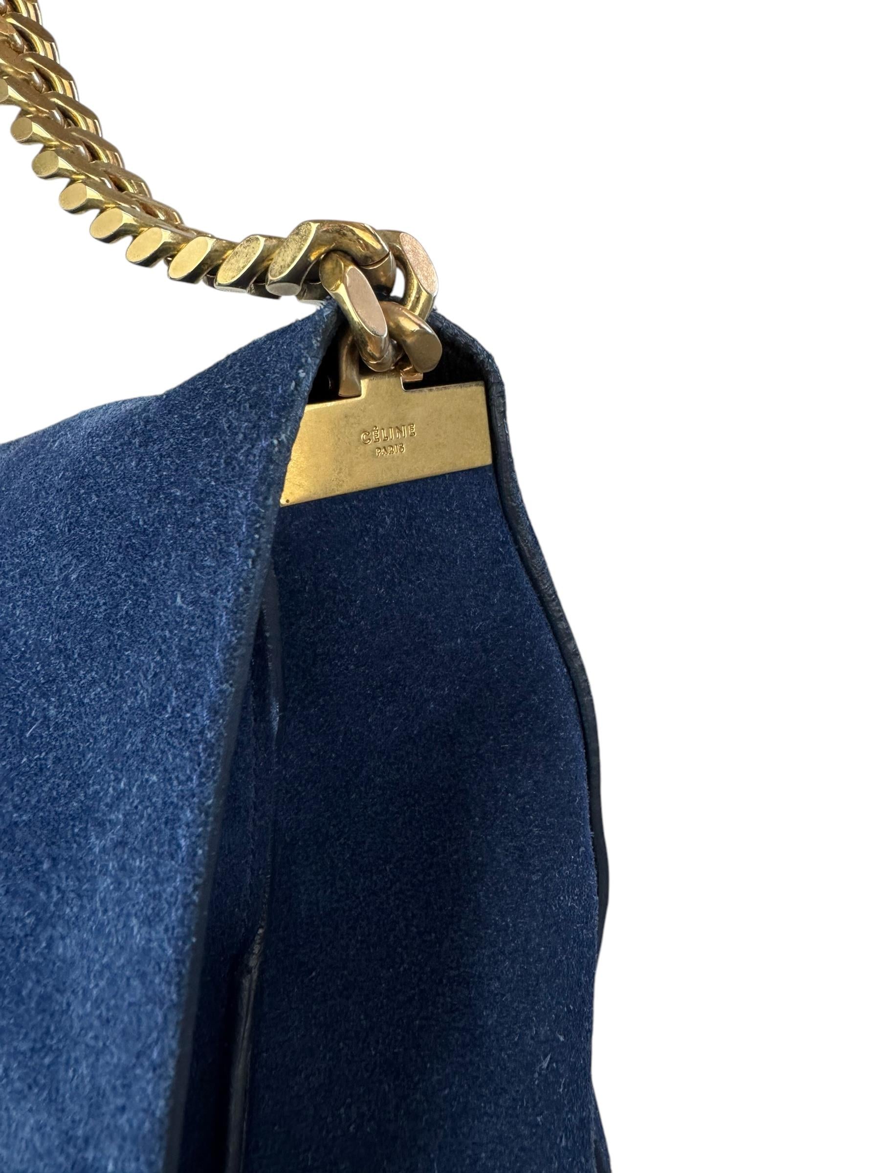 CELINE NAVY SUEDE CHAIN BAG