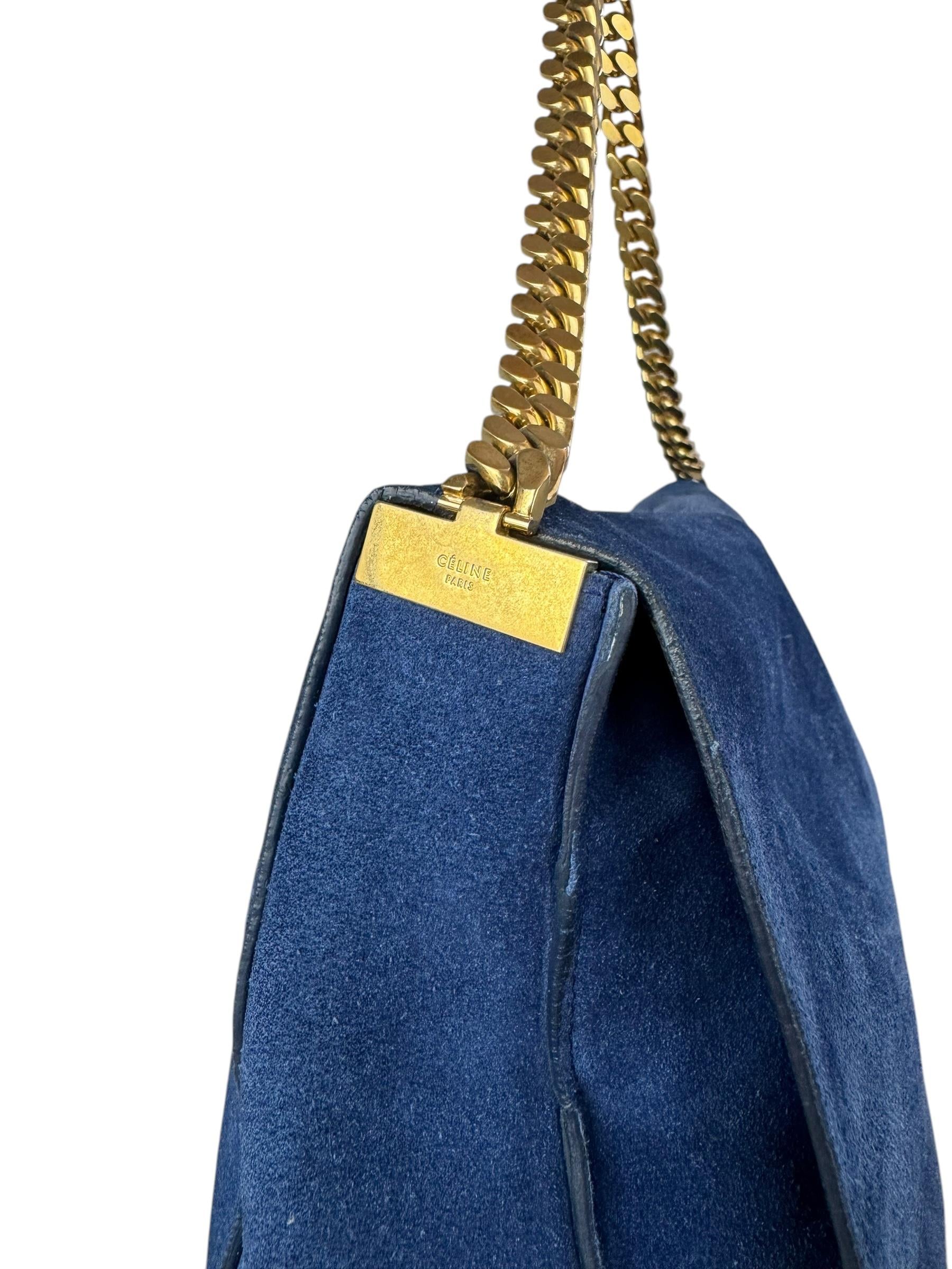 CELINE NAVY SUEDE CHAIN BAG