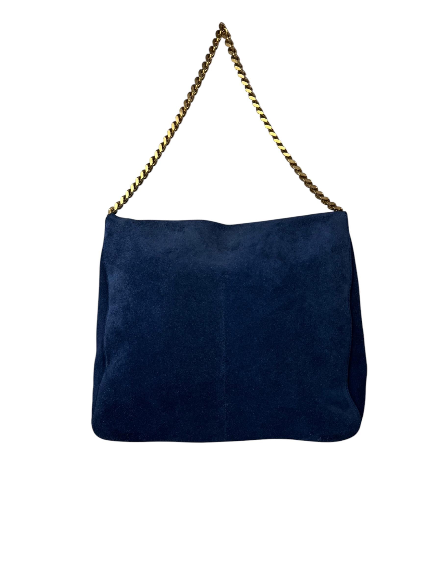 CELINE NAVY SUEDE CHAIN BAG
