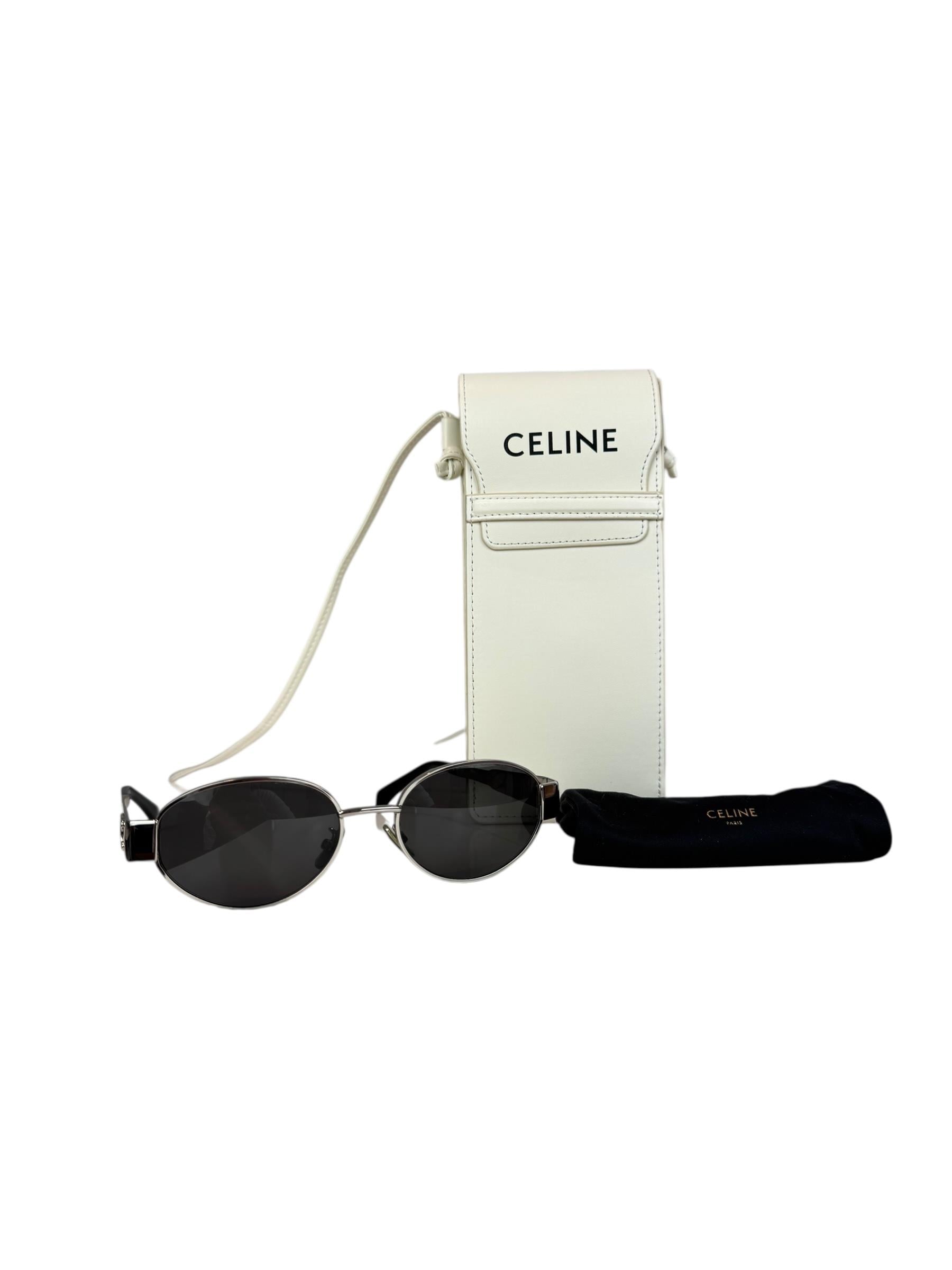 CELINE SILVER TRIOMPHE SUNGLASSES