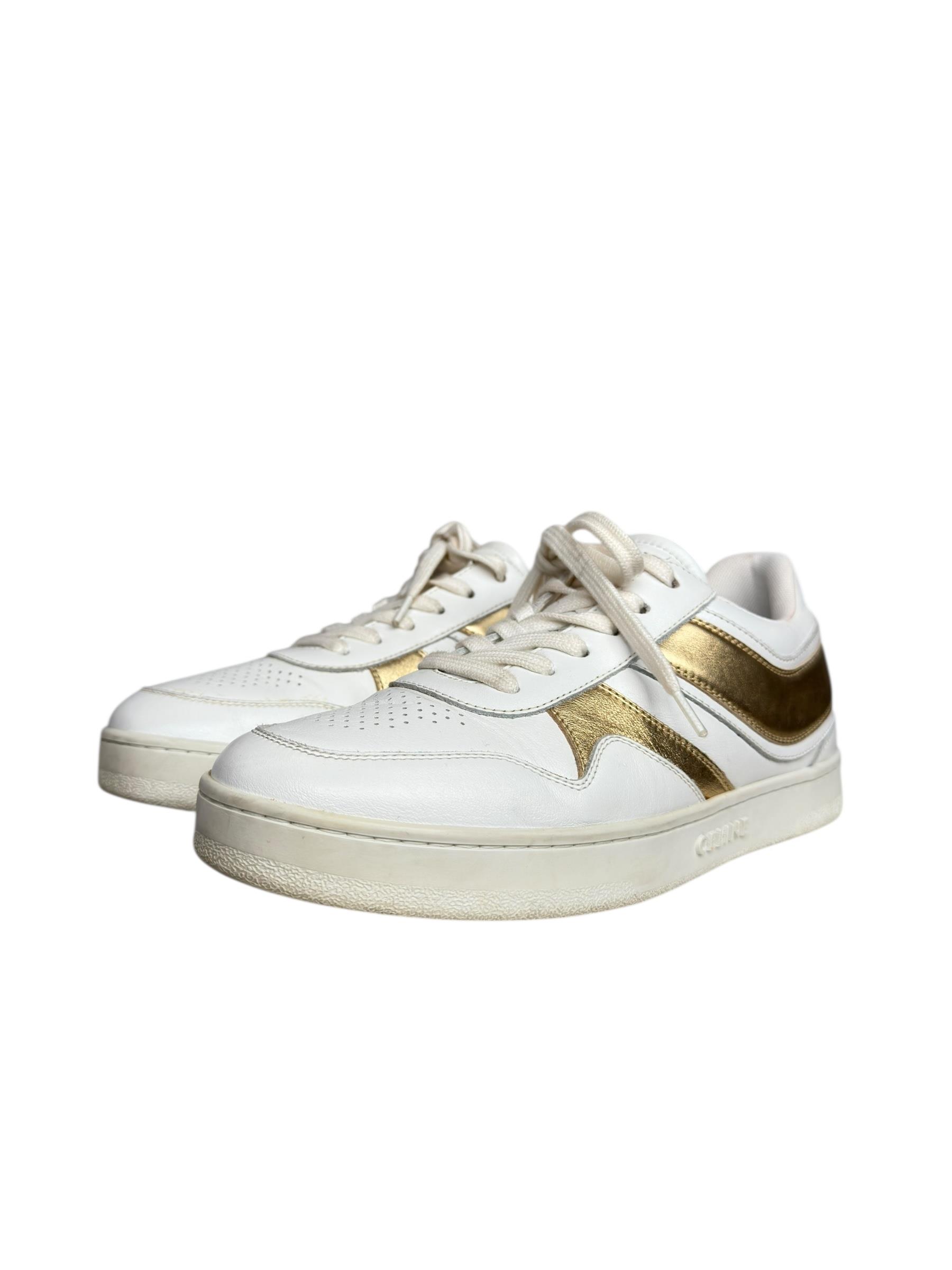 CELINE WHITE LEATHER LACE UP SNEAKERS