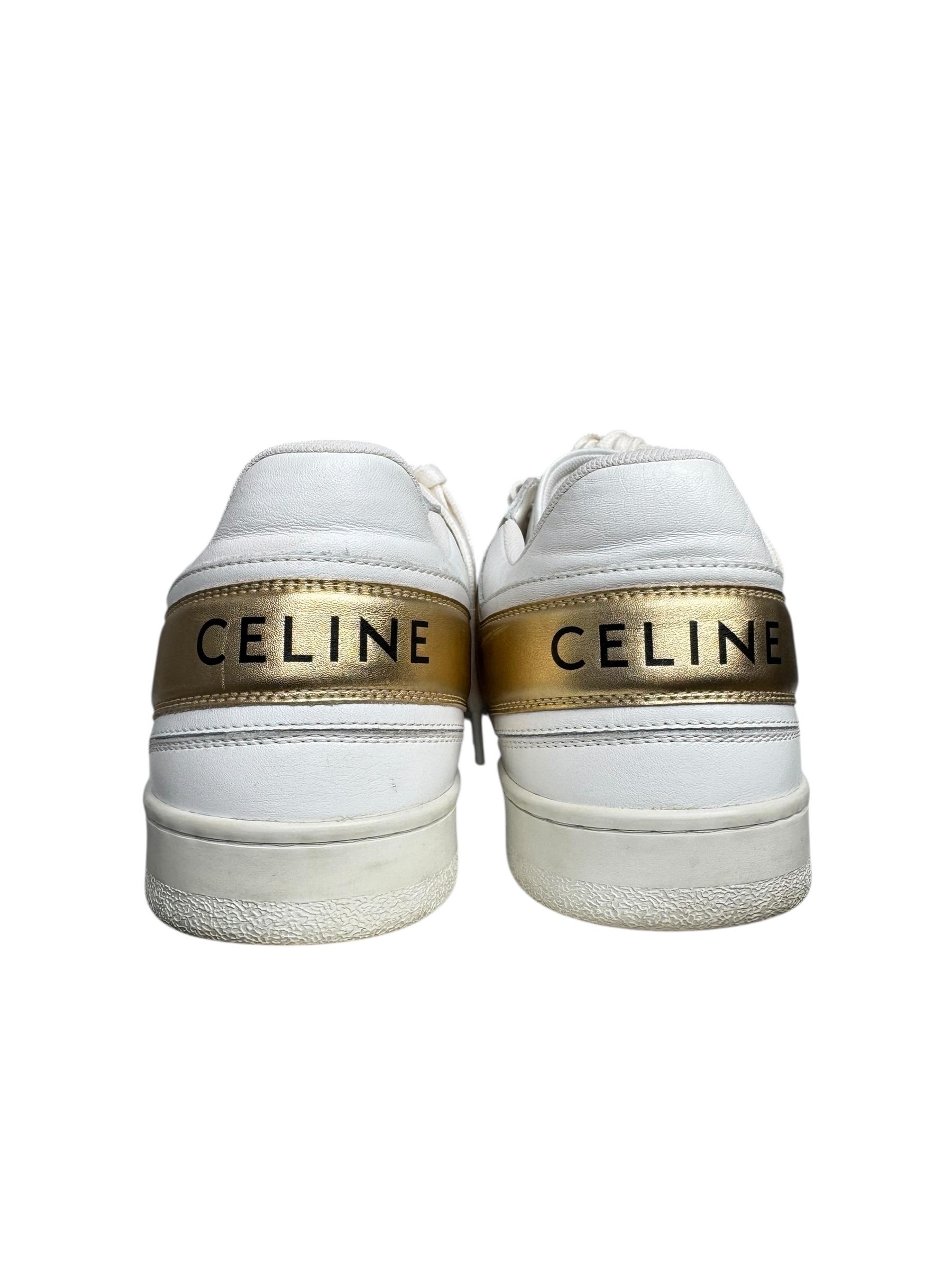 CELINE WHITE LEATHER LACE UP SNEAKERS