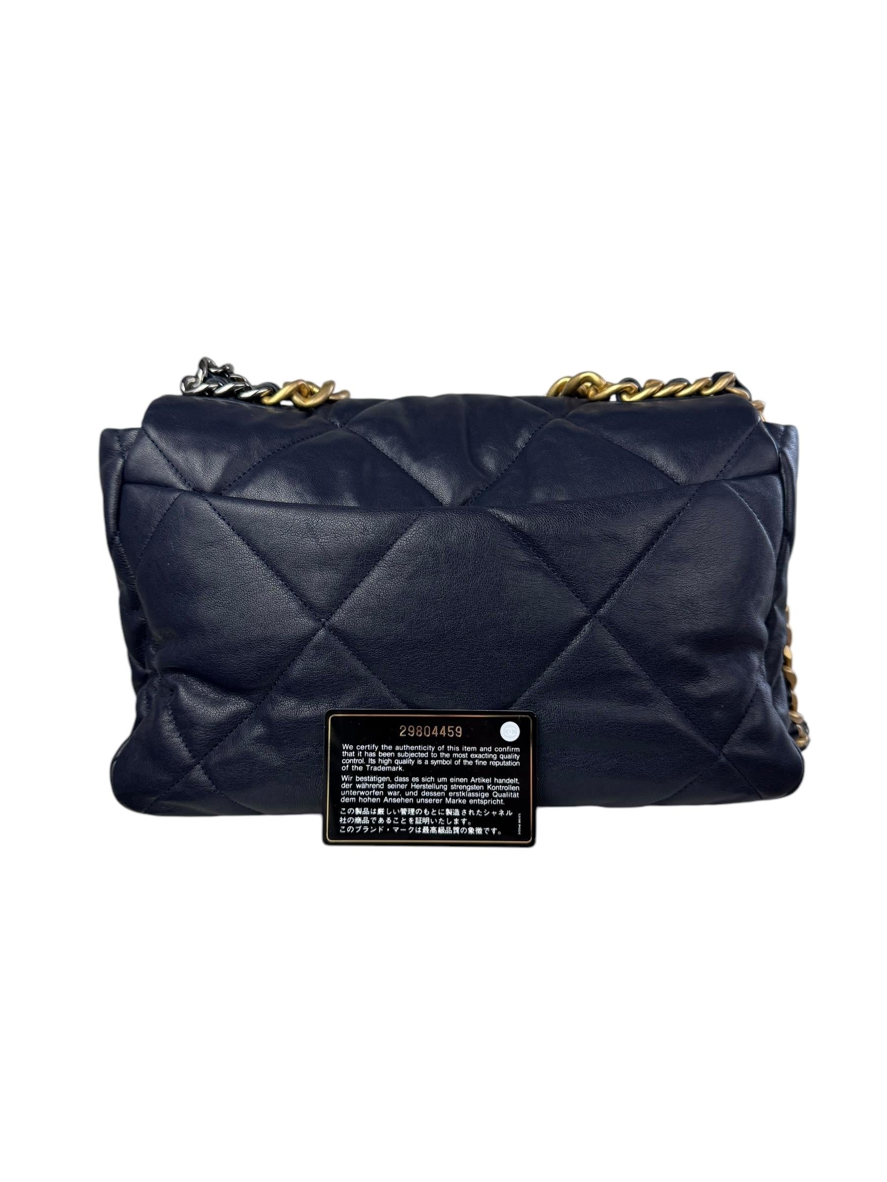 CHANEL 19 GOLD CC LOGO LARGE BAG 
