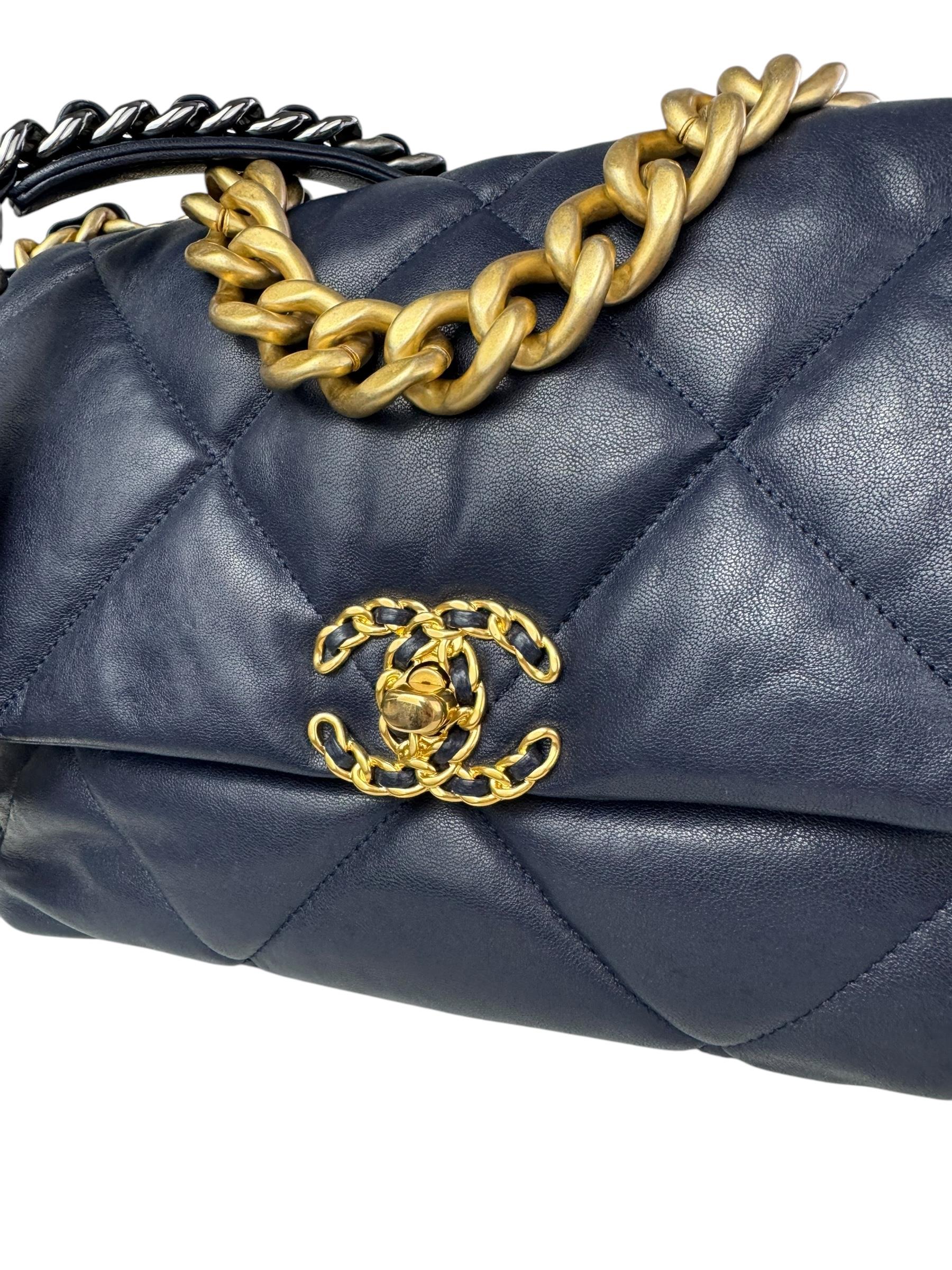 CHANEL 19 GOLD CC LOGO LARGE BAG 