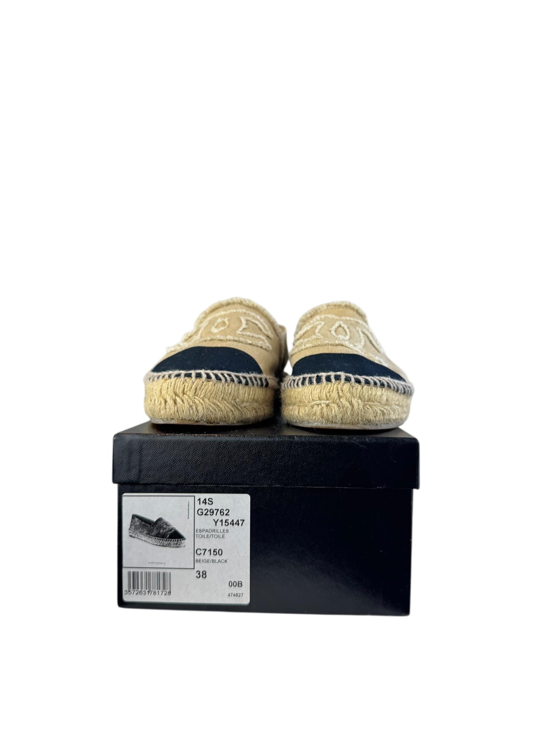 CHANEL BEIGE CANVAS ESPADRILLES 