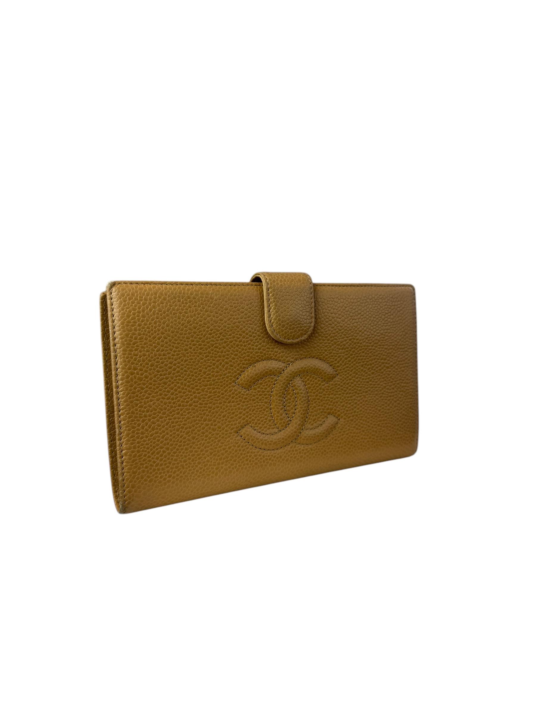 CHANEL BEIGE CAVIAR LEATHER WALLET