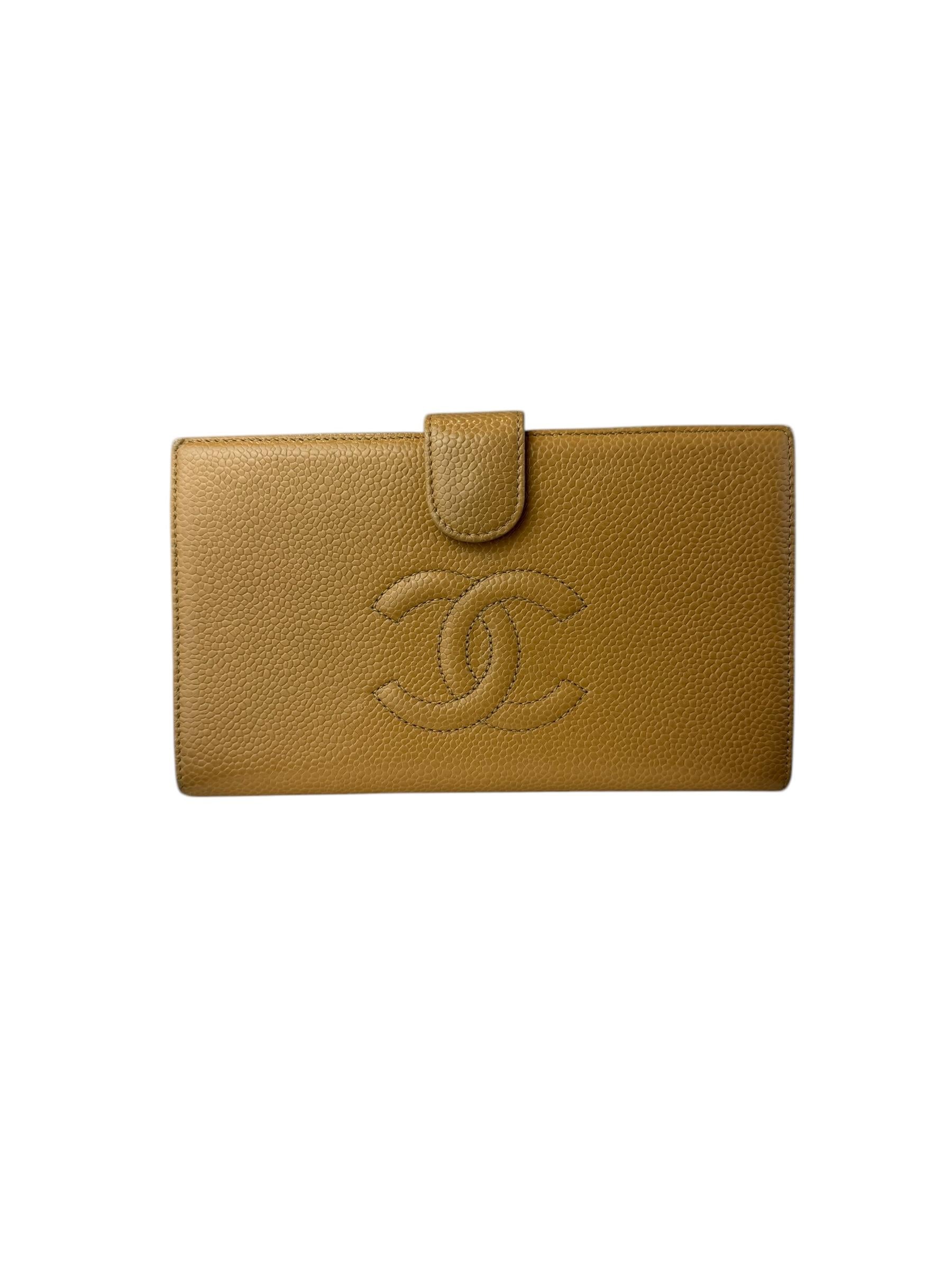 CHANEL BEIGE CAVIAR LEATHER WALLET