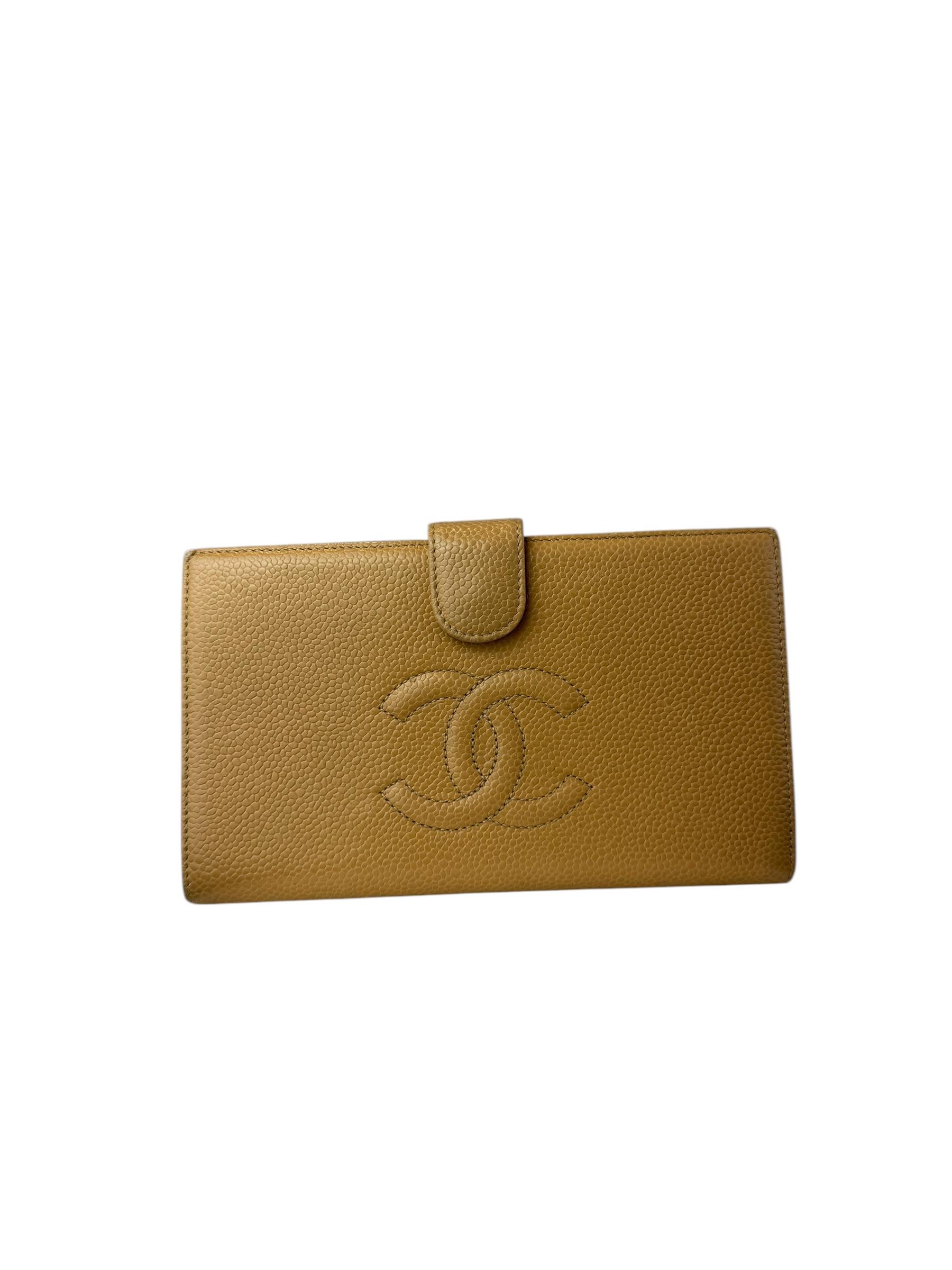 CHANEL BEIGE CAVIAR LEATHER WALLET