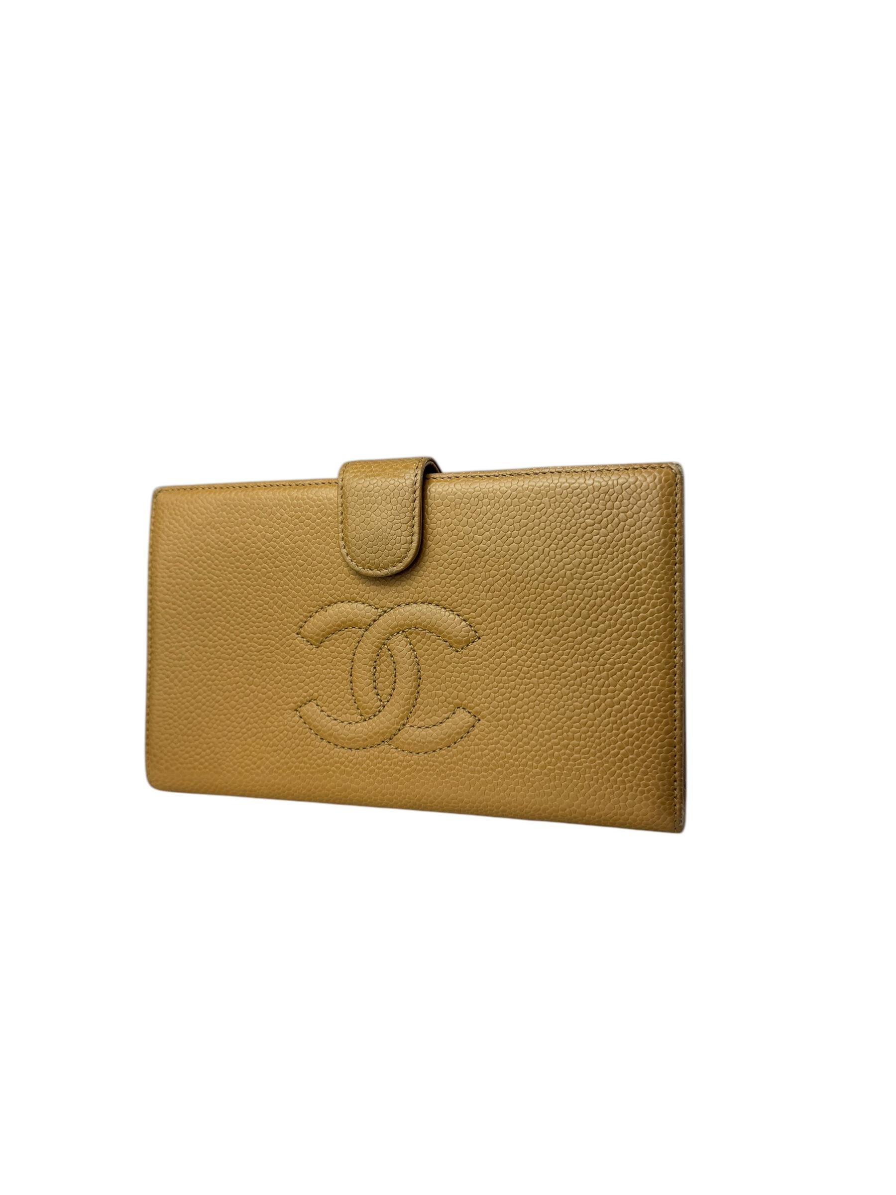 CHANEL BEIGE CAVIAR LEATHER WALLET