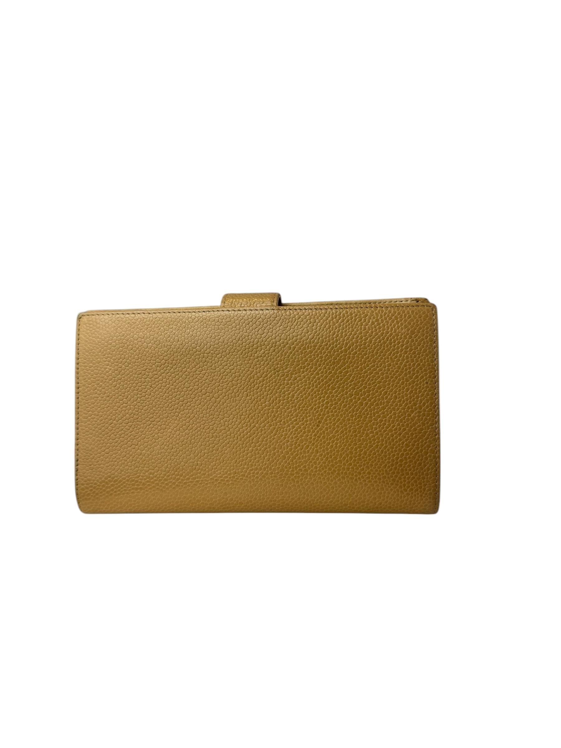 CHANEL BEIGE CAVIAR LEATHER WALLET