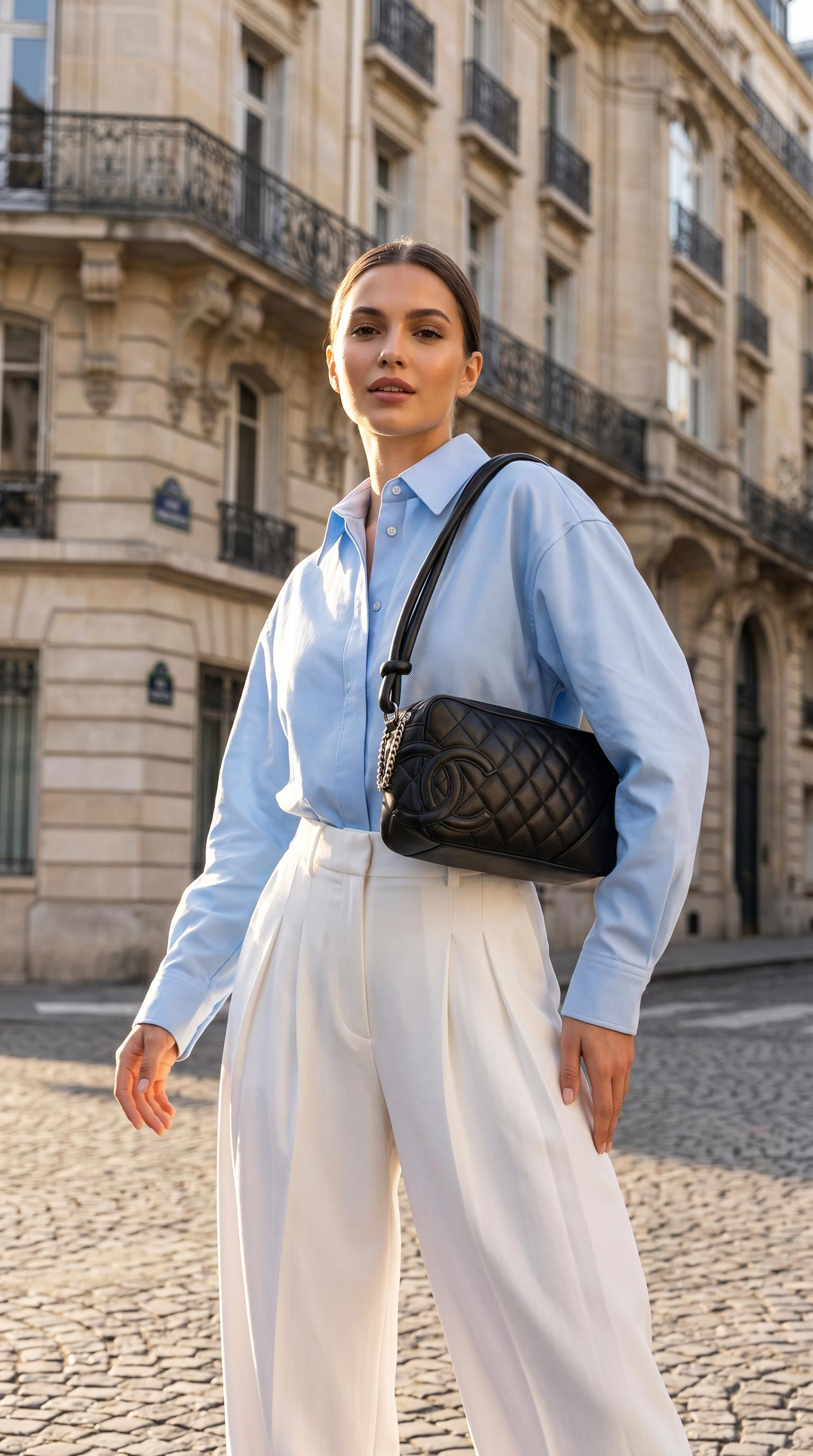 CHANEL BLACK CALFSKIN CAMBON POCHETTE