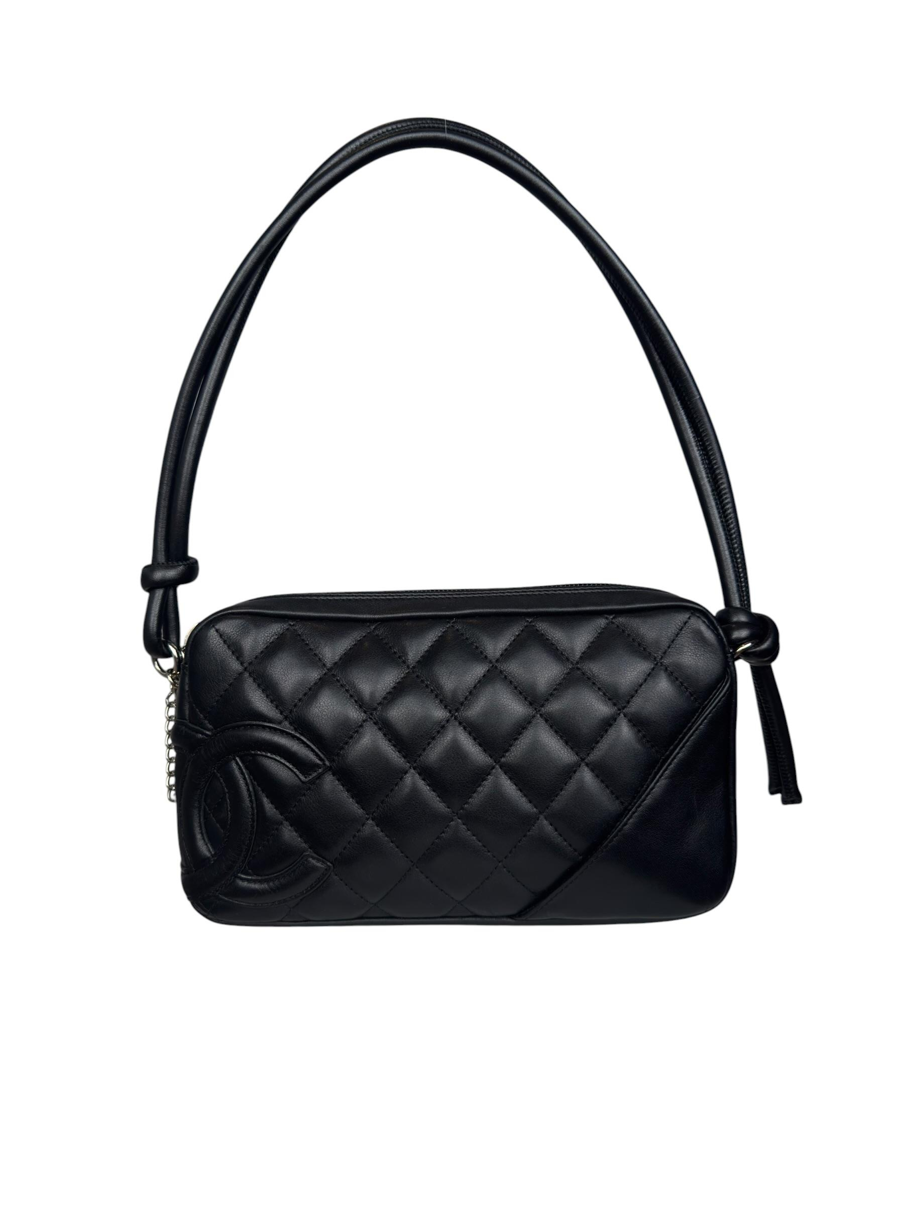 CHANEL BLACK CALFSKIN CAMBON POCHETTE