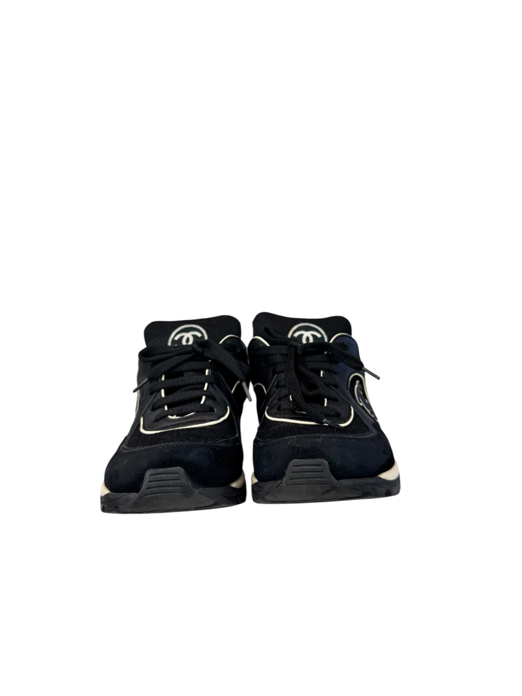 CHANEL BLACK CC SNEAKERS 