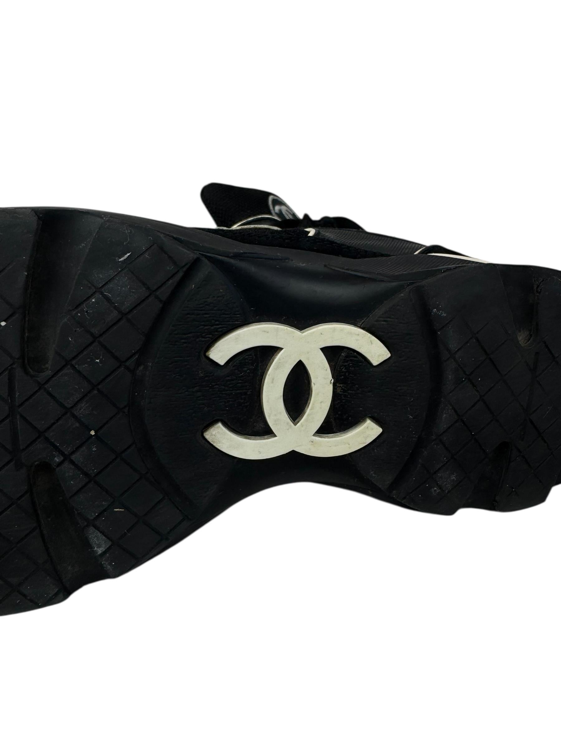 CHANEL BLACK CC SNEAKERS 