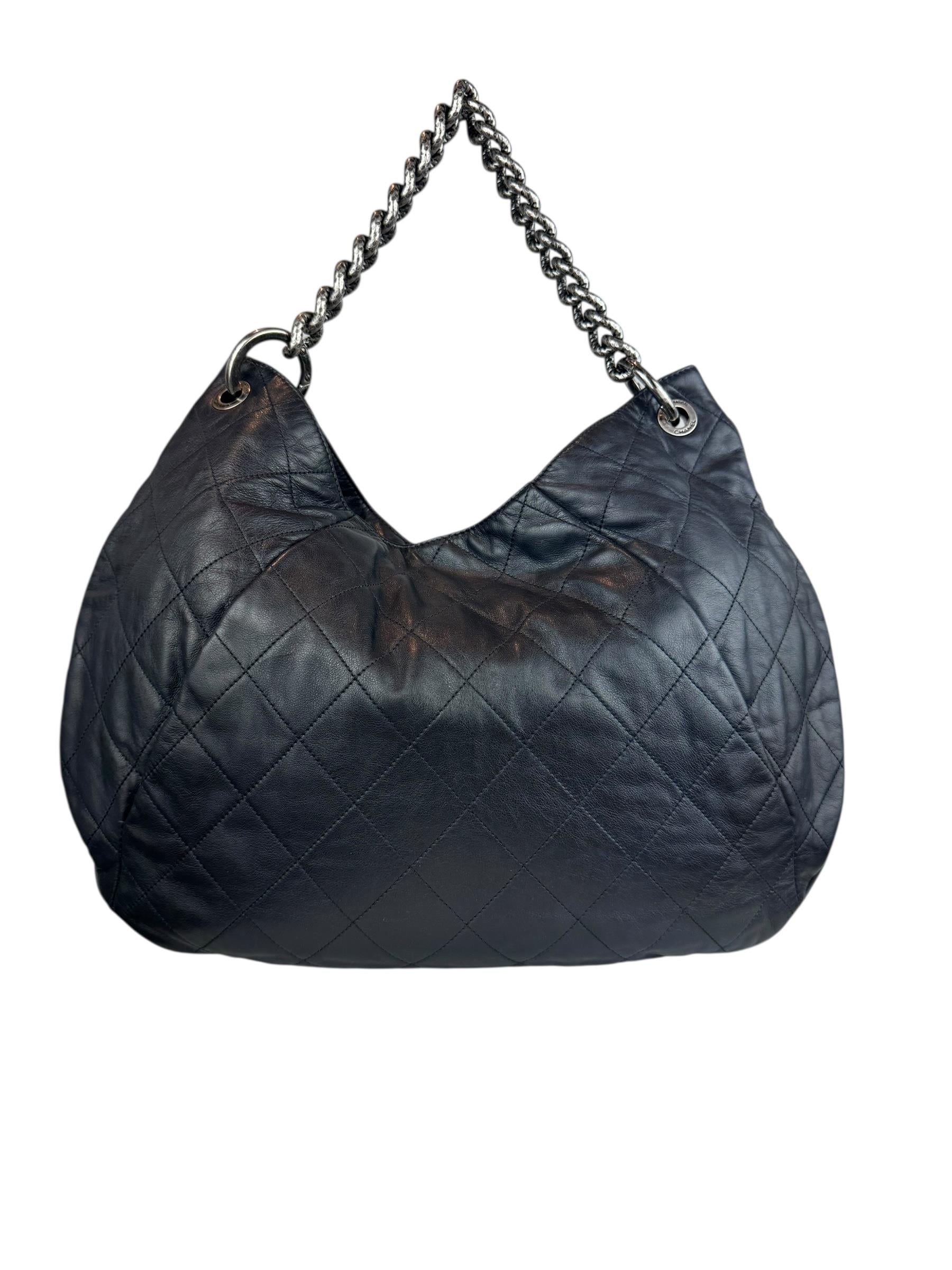 CHANEL BLACK COCO PLEATS HOBO BAG