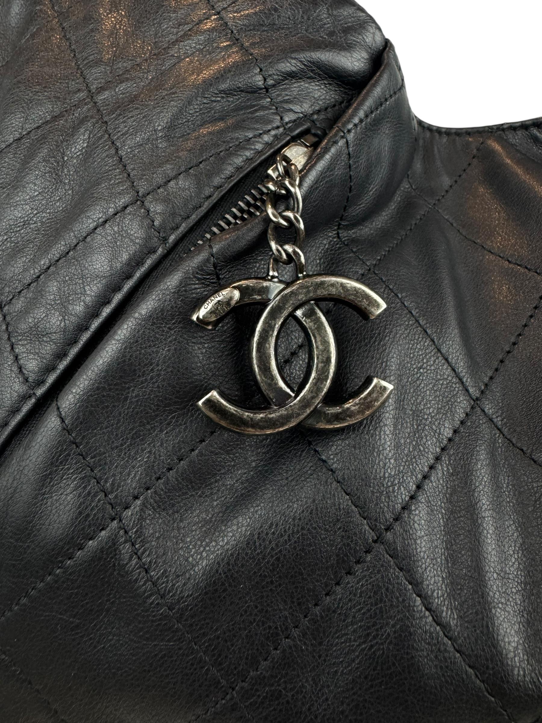 CHANEL BLACK COCO PLEATS HOBO BAG