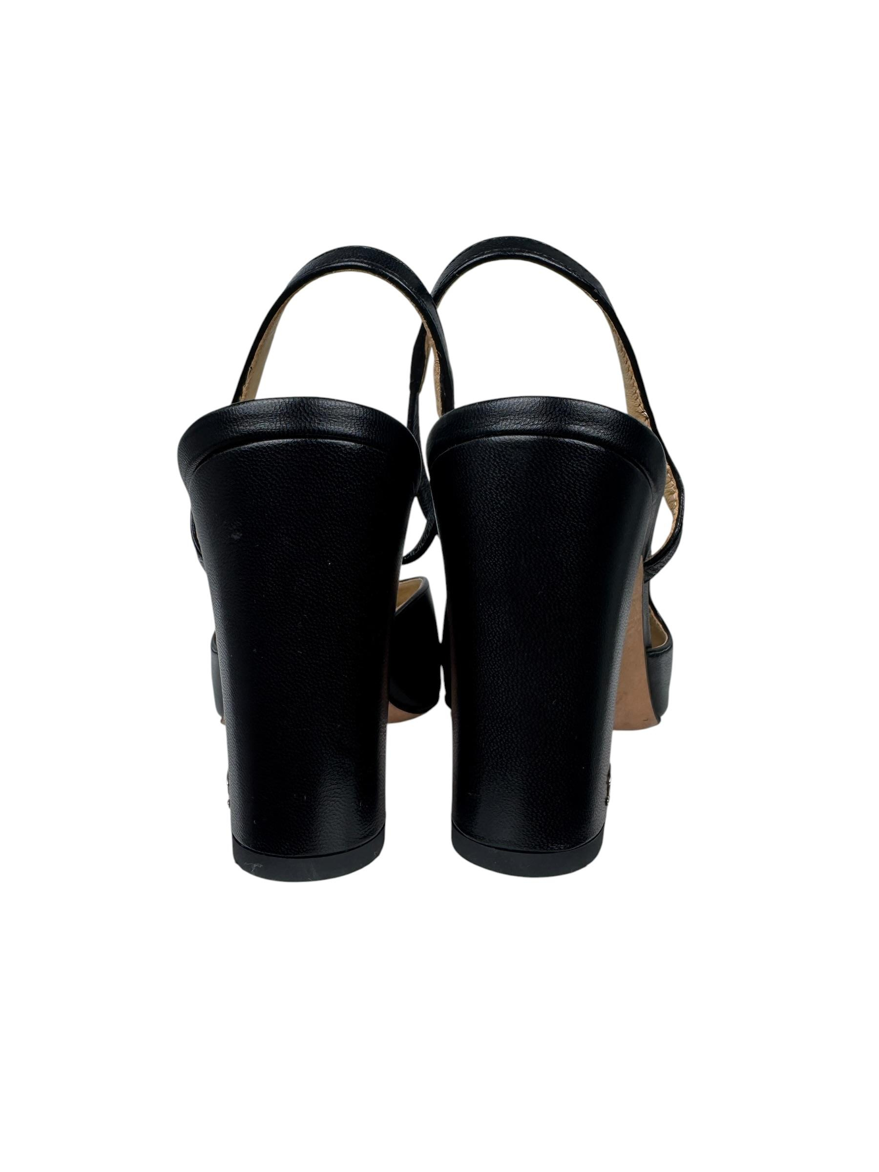 CHANEL BLACK GOATSKIN SLINGBACK PUMPS
