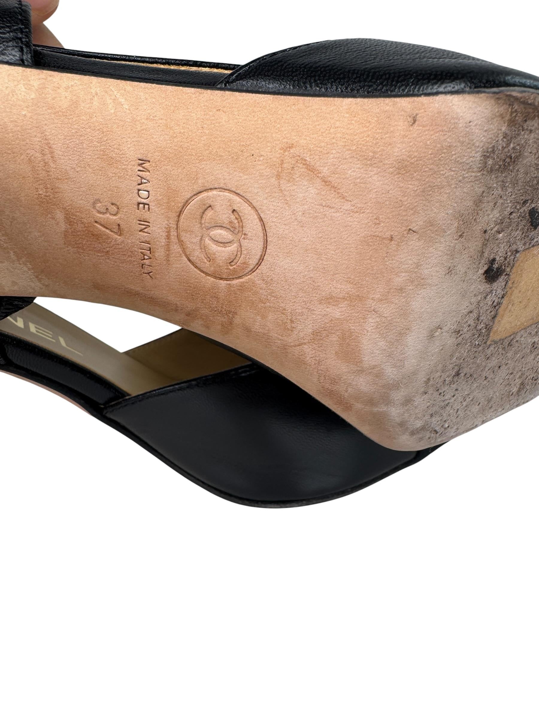 CHANEL BLACK GOATSKIN SLINGBACK PUMPS