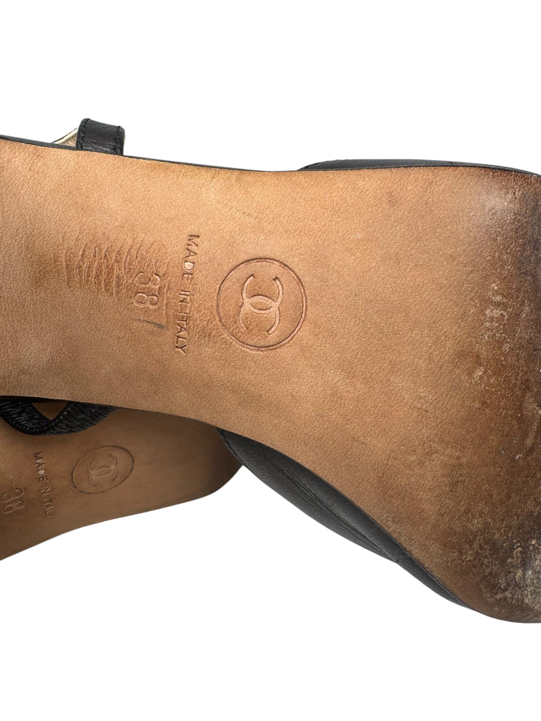 CHANEL BLACK LEATHER SLINGBACK