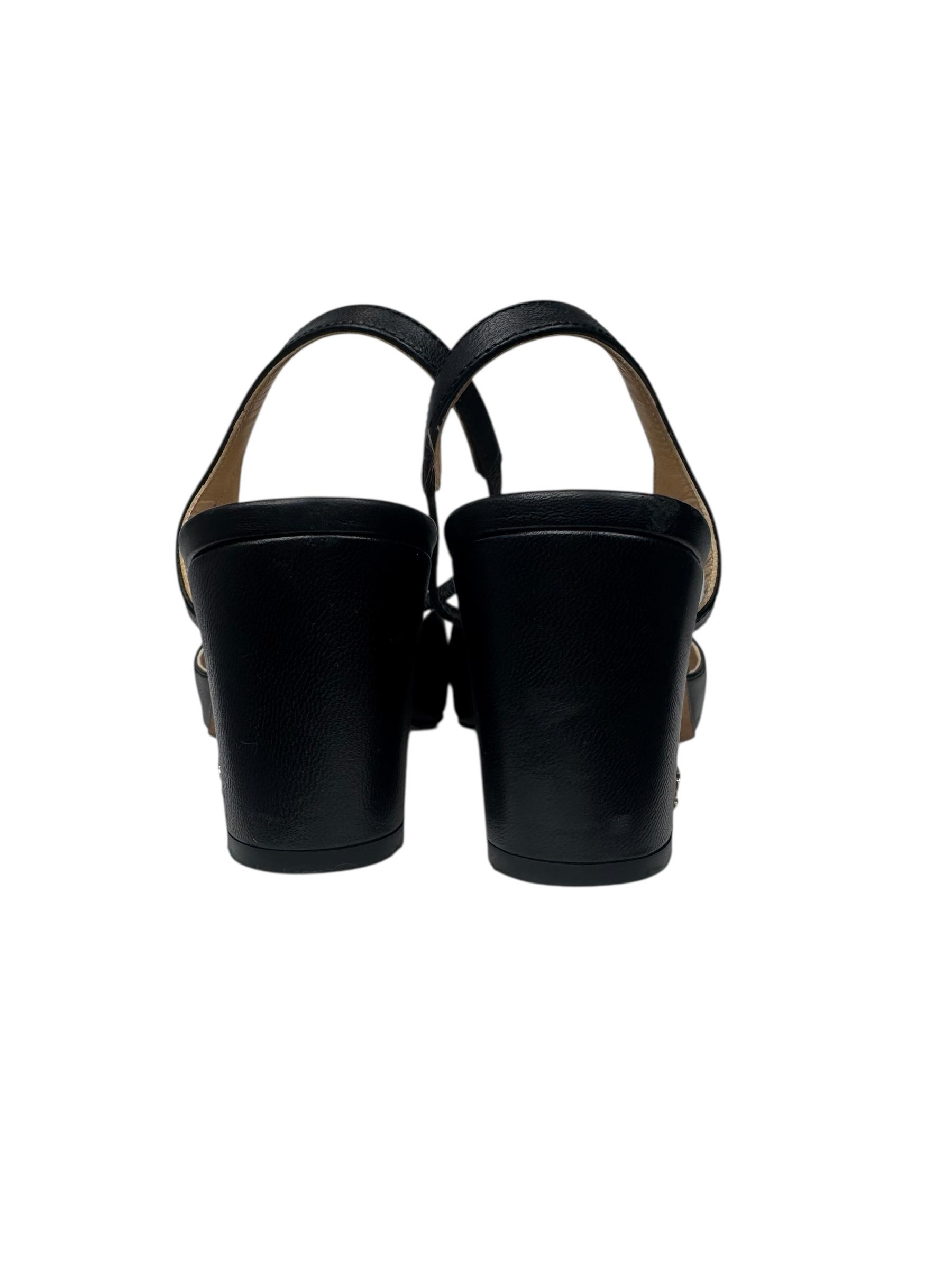 CHANEL BLACK LEATHER SLINGBACK