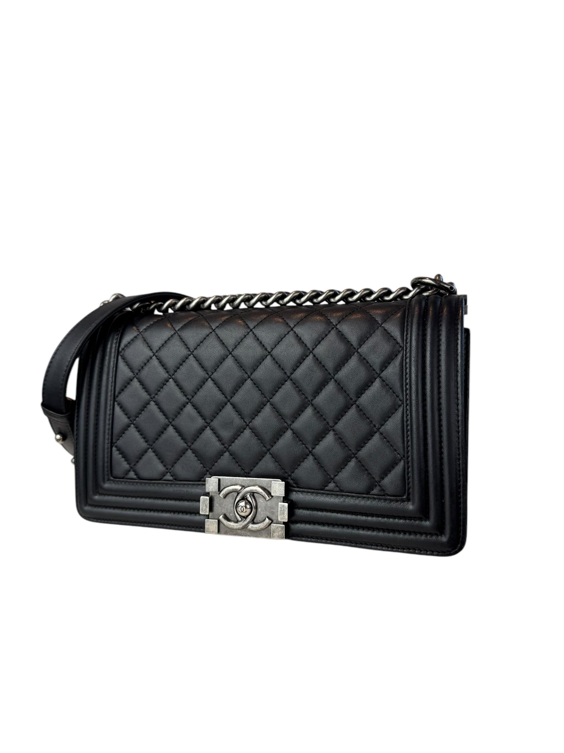 CHANEL BLACK QUILTED BOY BAG