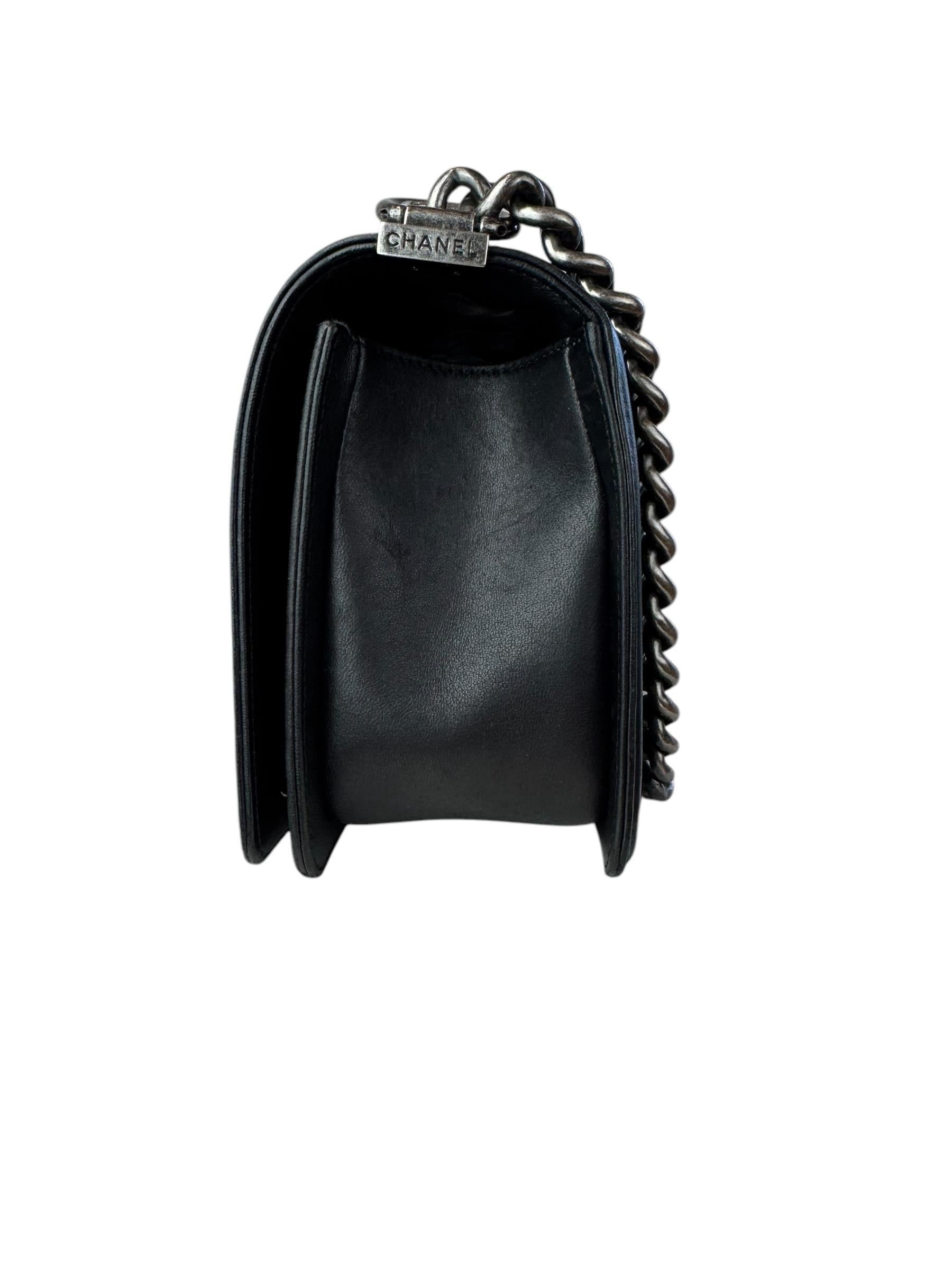 CHANEL BLACK QUILTED BOY BAG