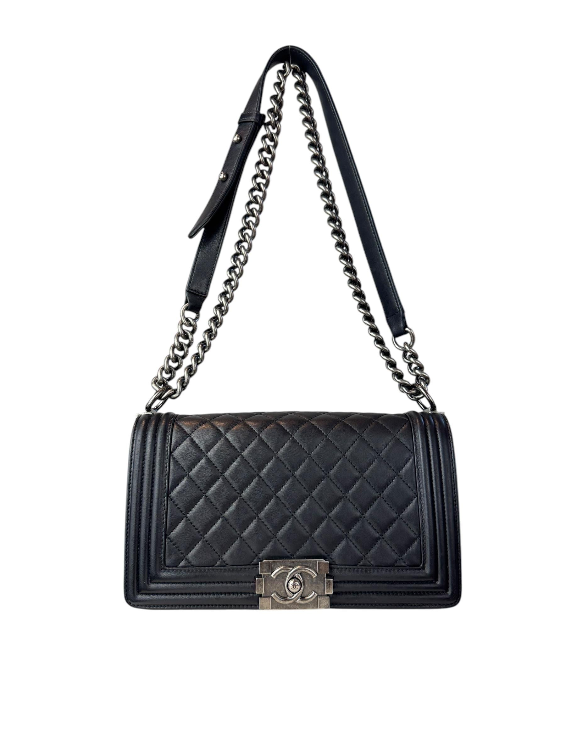 CHANEL BLACK QUILTED BOY BAG