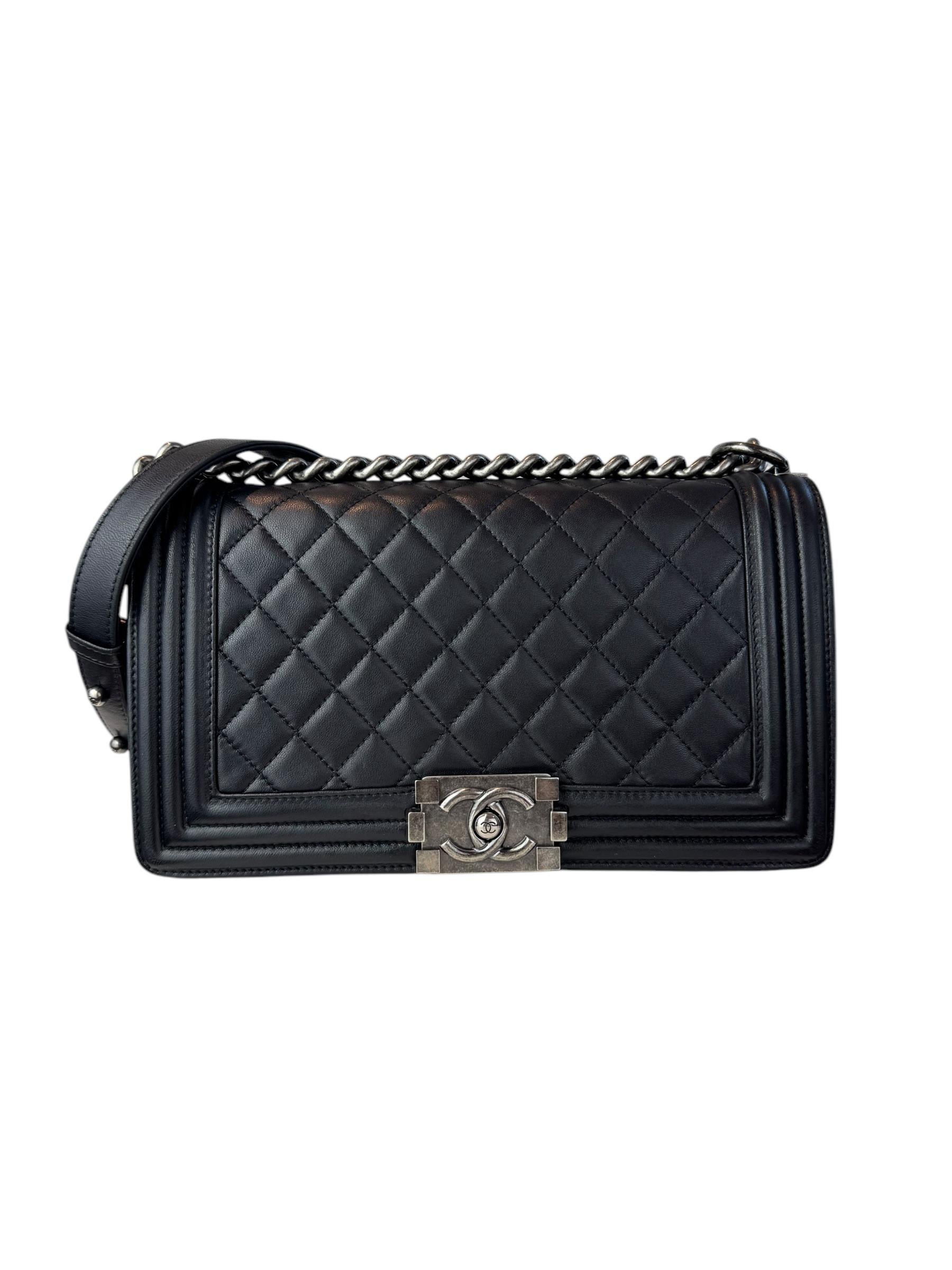 CHANEL BLACK QUILTED BOY BAG