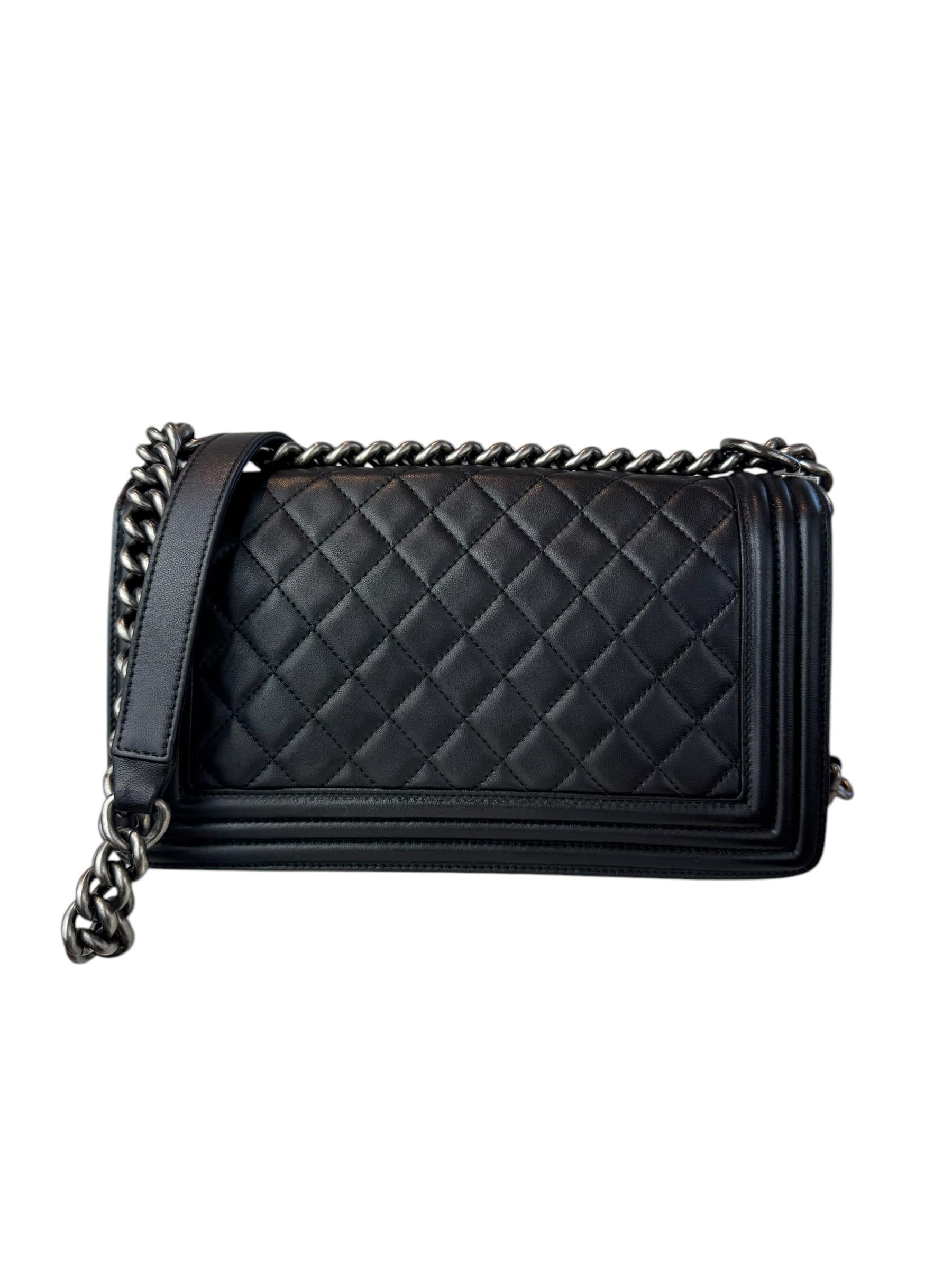 CHANEL BLACK QUILTED BOY BAG