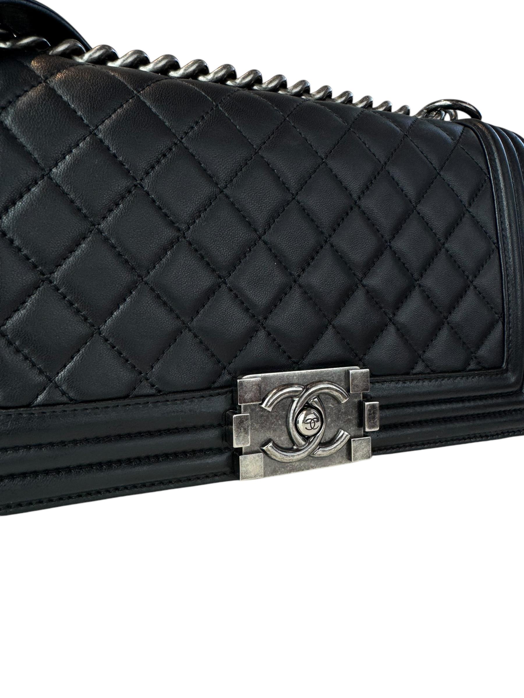 CHANEL BLACK QUILTED BOY BAG