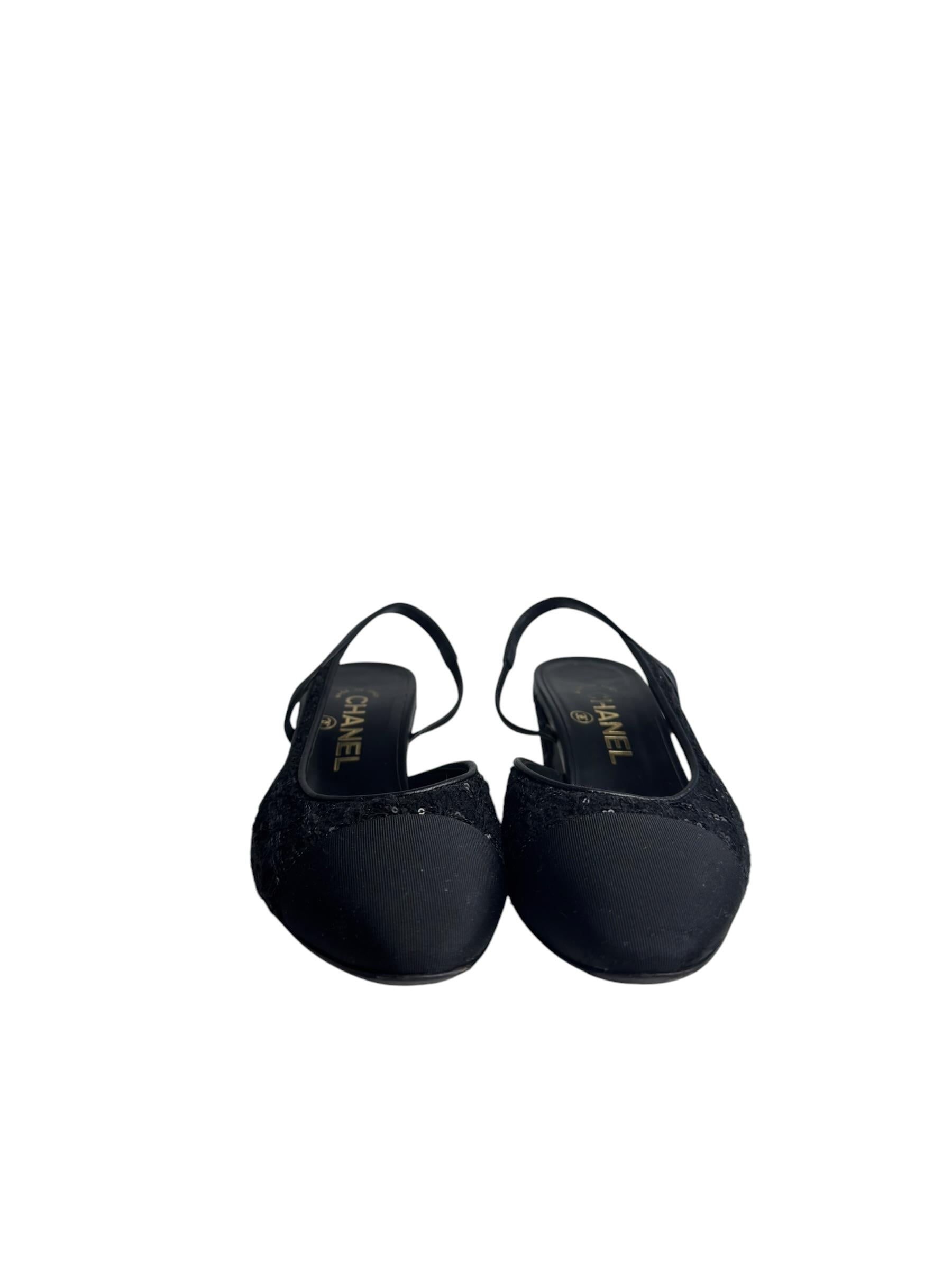 CHANEL BLACK TWEED SLINGBACK