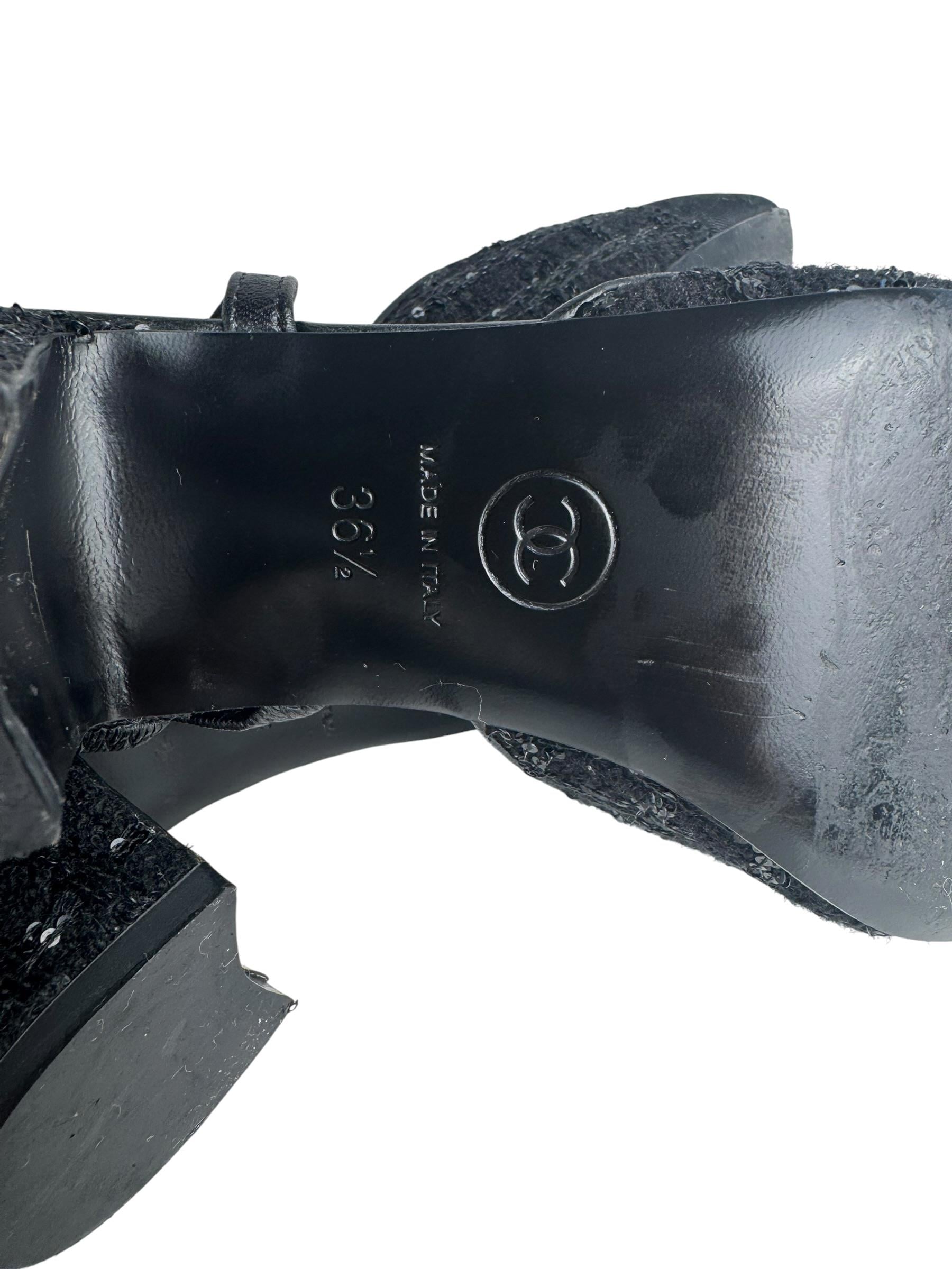CHANEL BLACK TWEED SLINGBACK