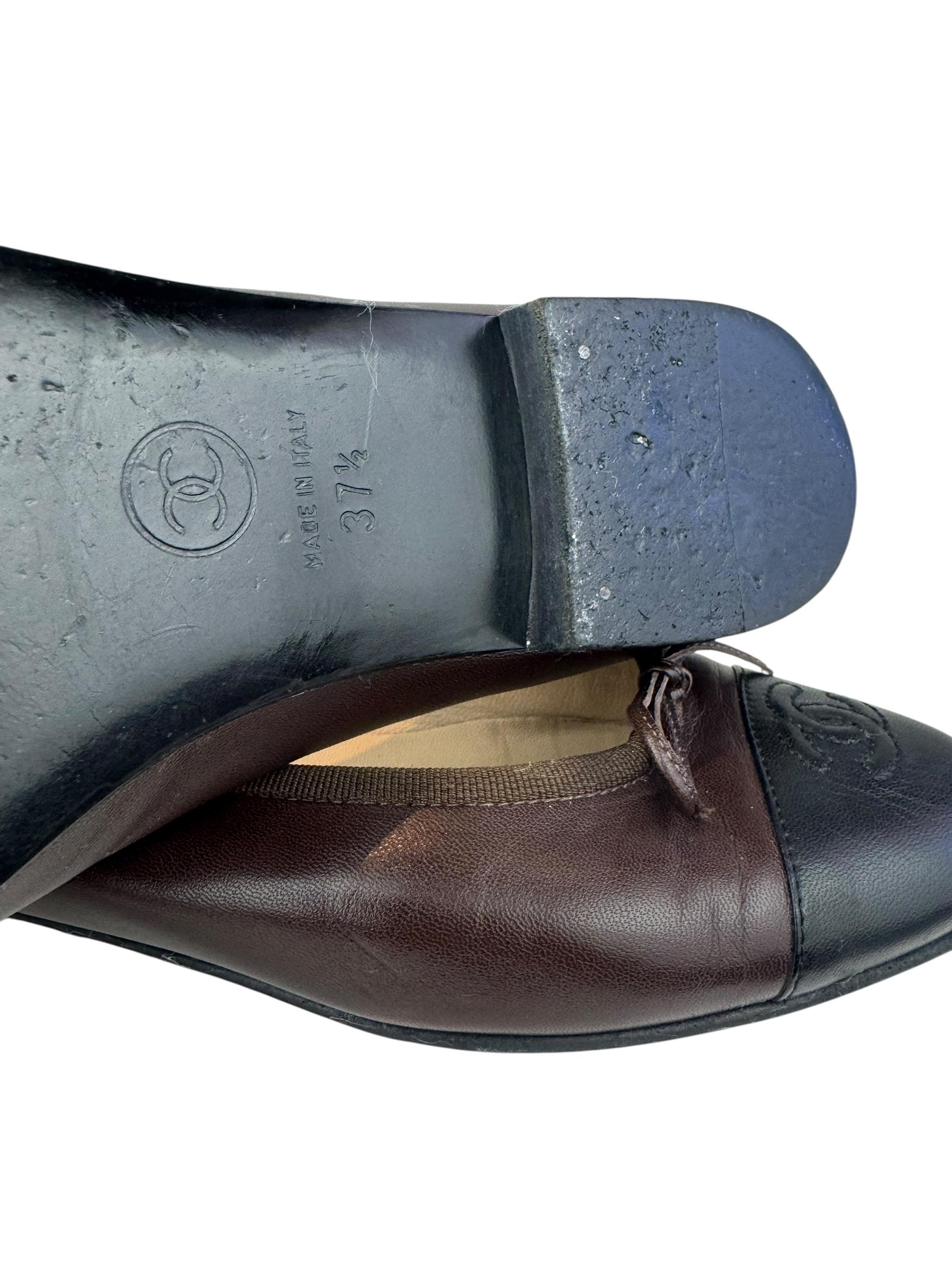 CHANEL BROWN LEATHER BALLET FLATS