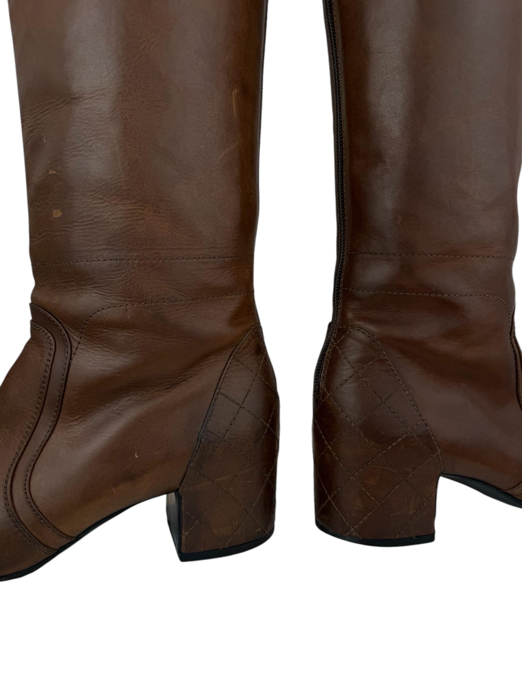 CHANEL BROWN LEATHER ÇİZME