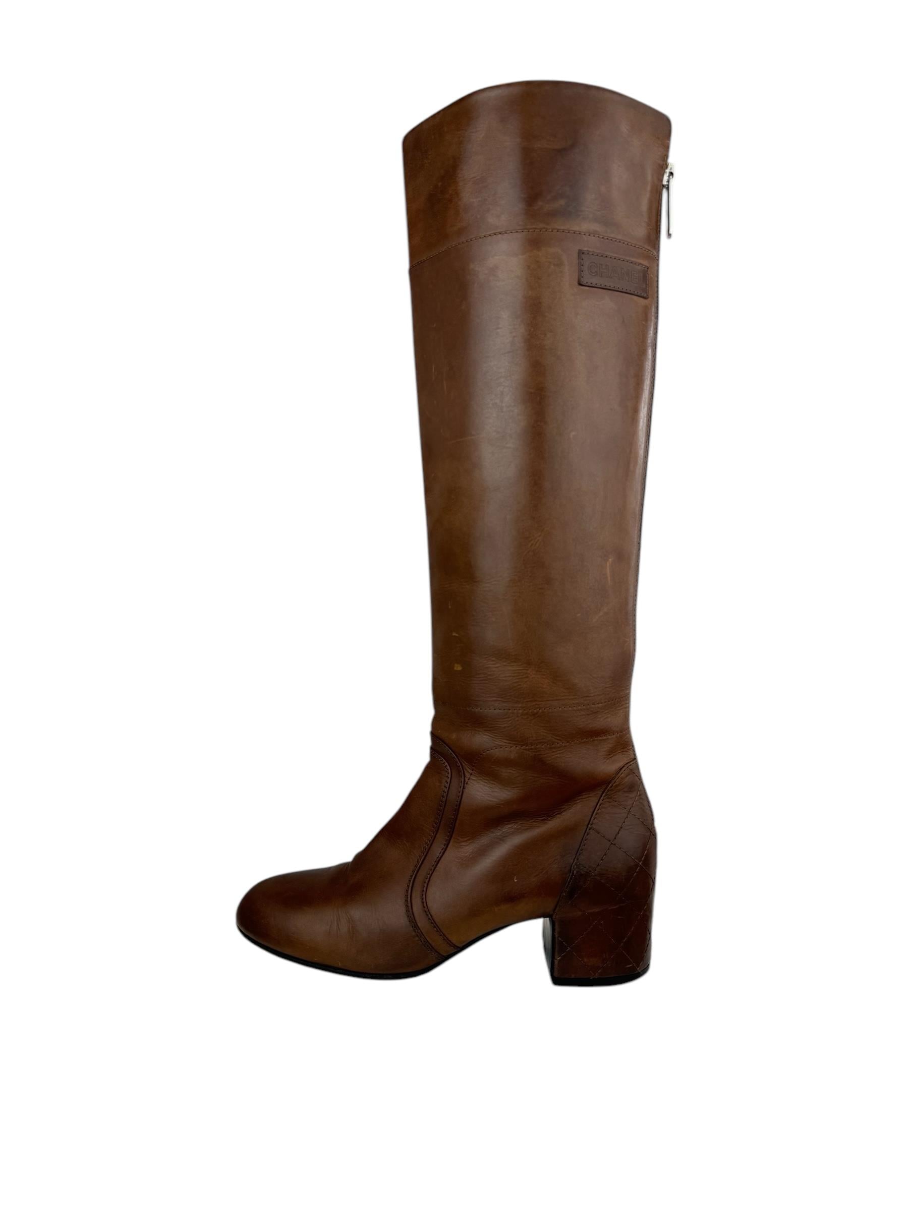 CHANEL BROWN LEATHER ÇİZME