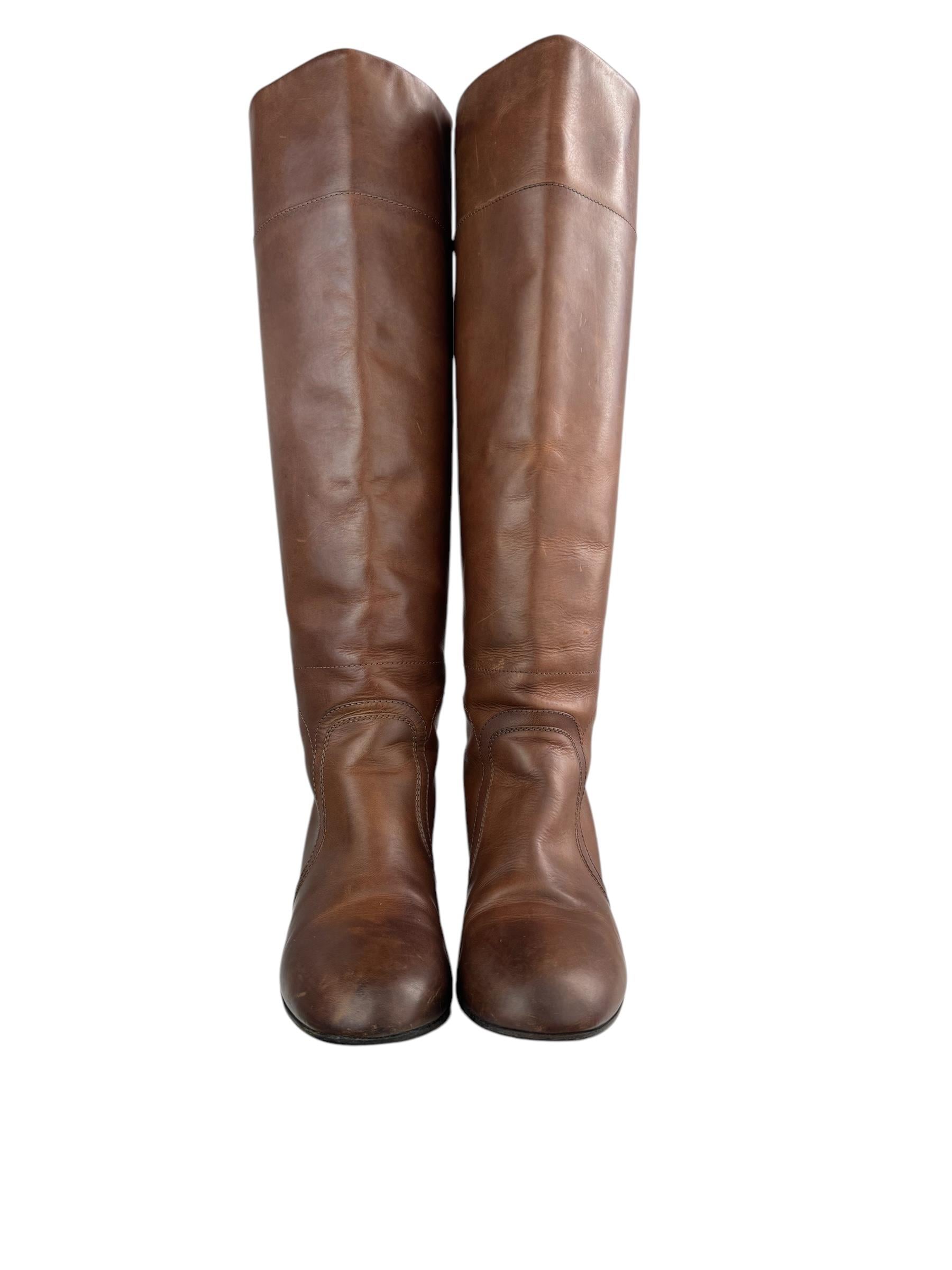 CHANEL BROWN LEATHER ÇİZME