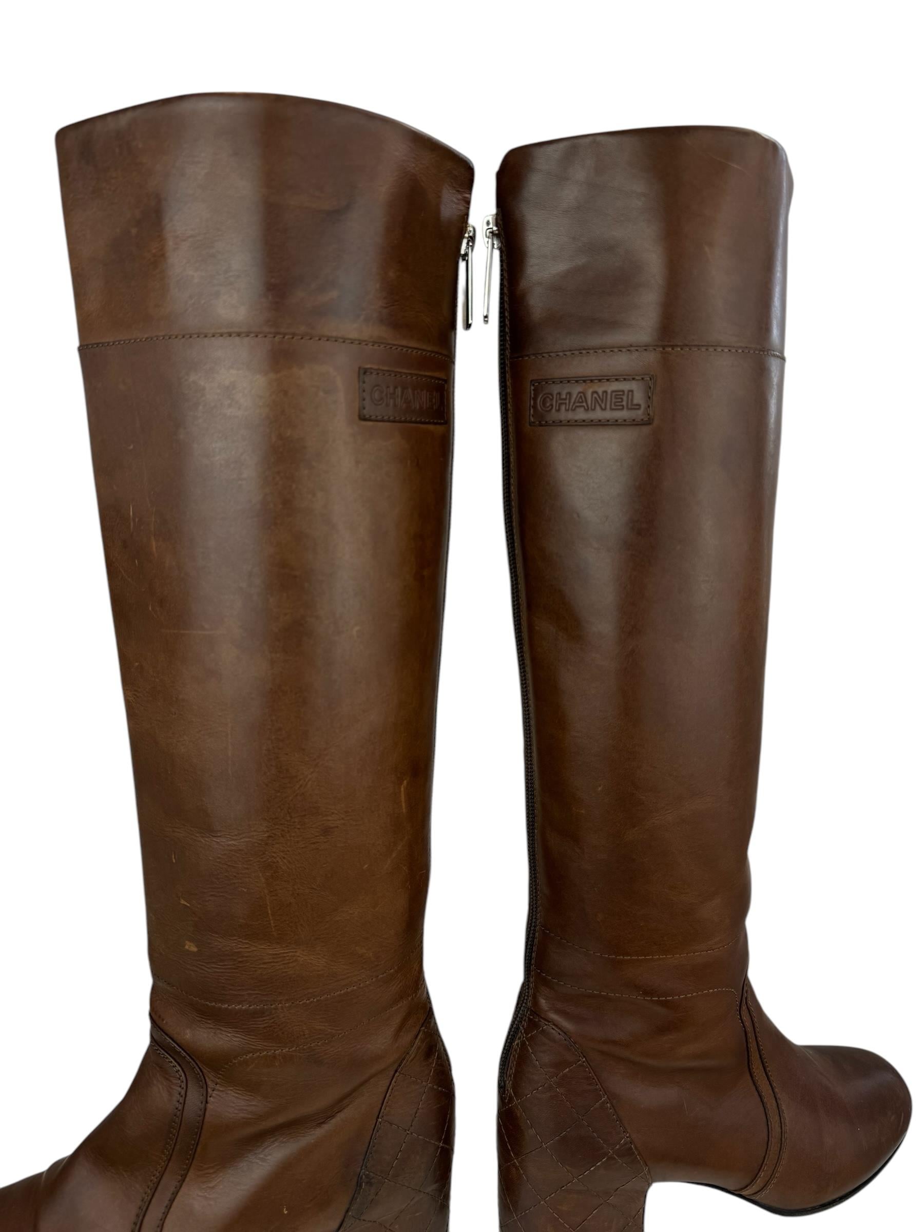 CHANEL BROWN LEATHER ÇİZME
