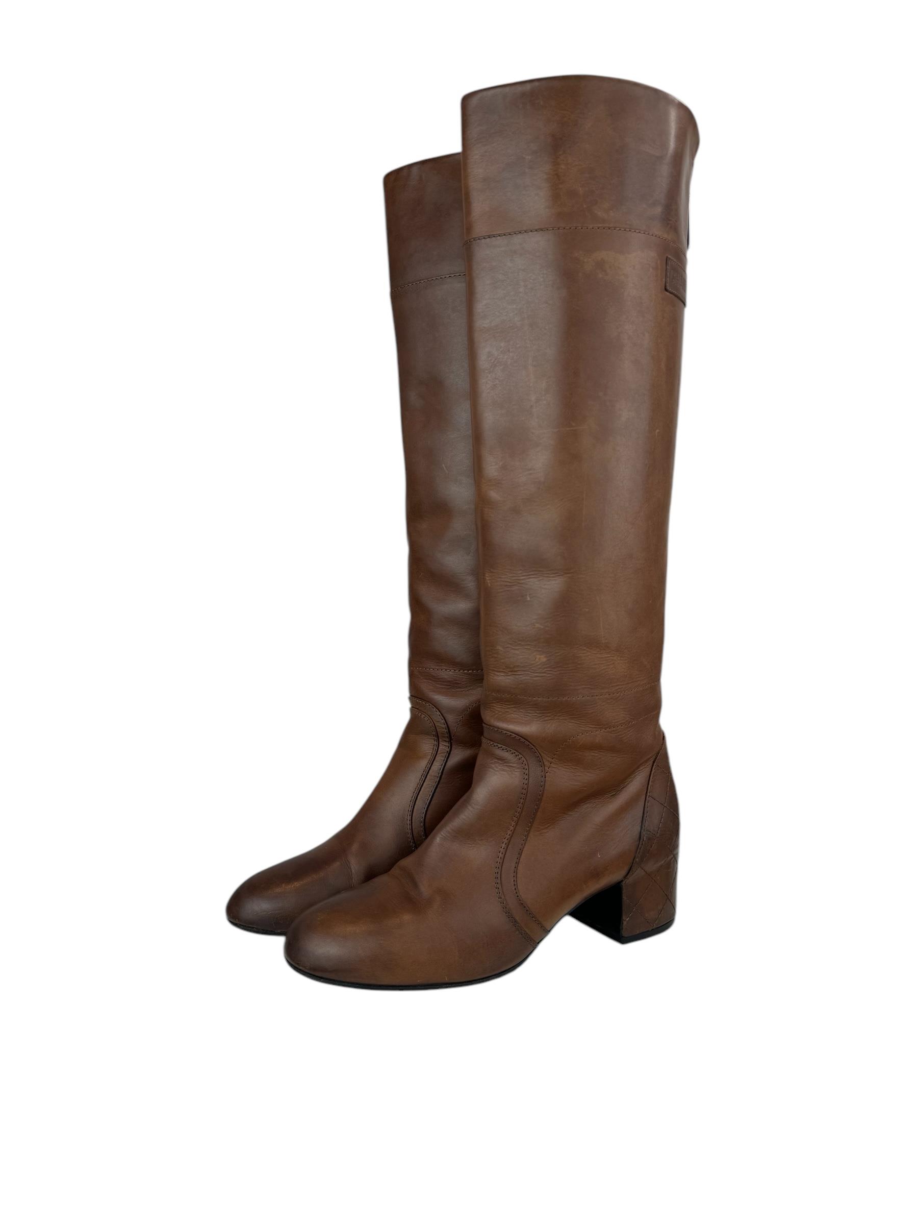 CHANEL BROWN LEATHER ÇİZME
