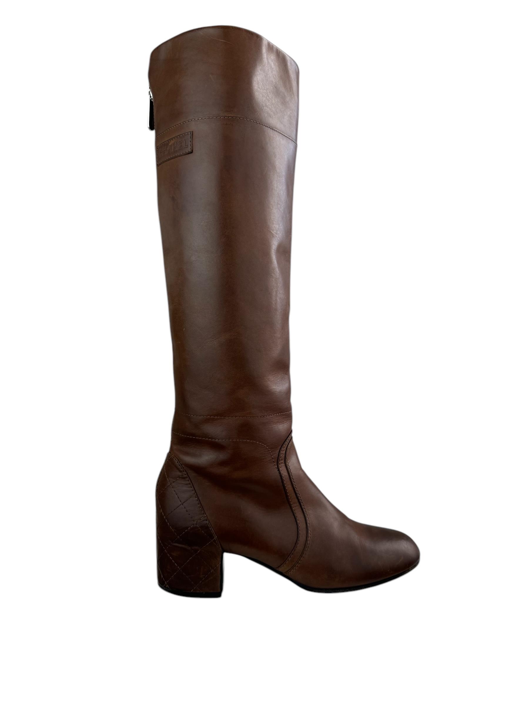 CHANEL BROWN LEATHER ÇİZME