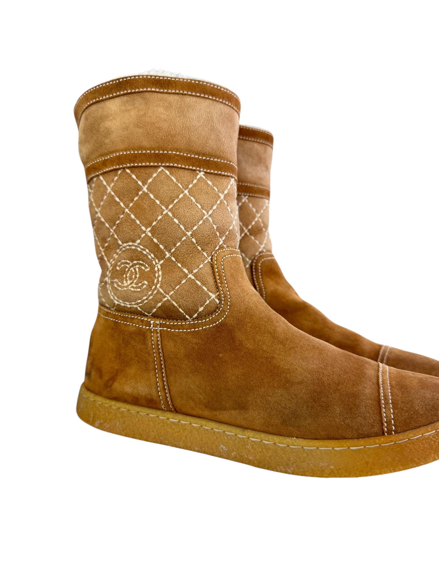 CHANEL BROWN SUEDE BOOTS