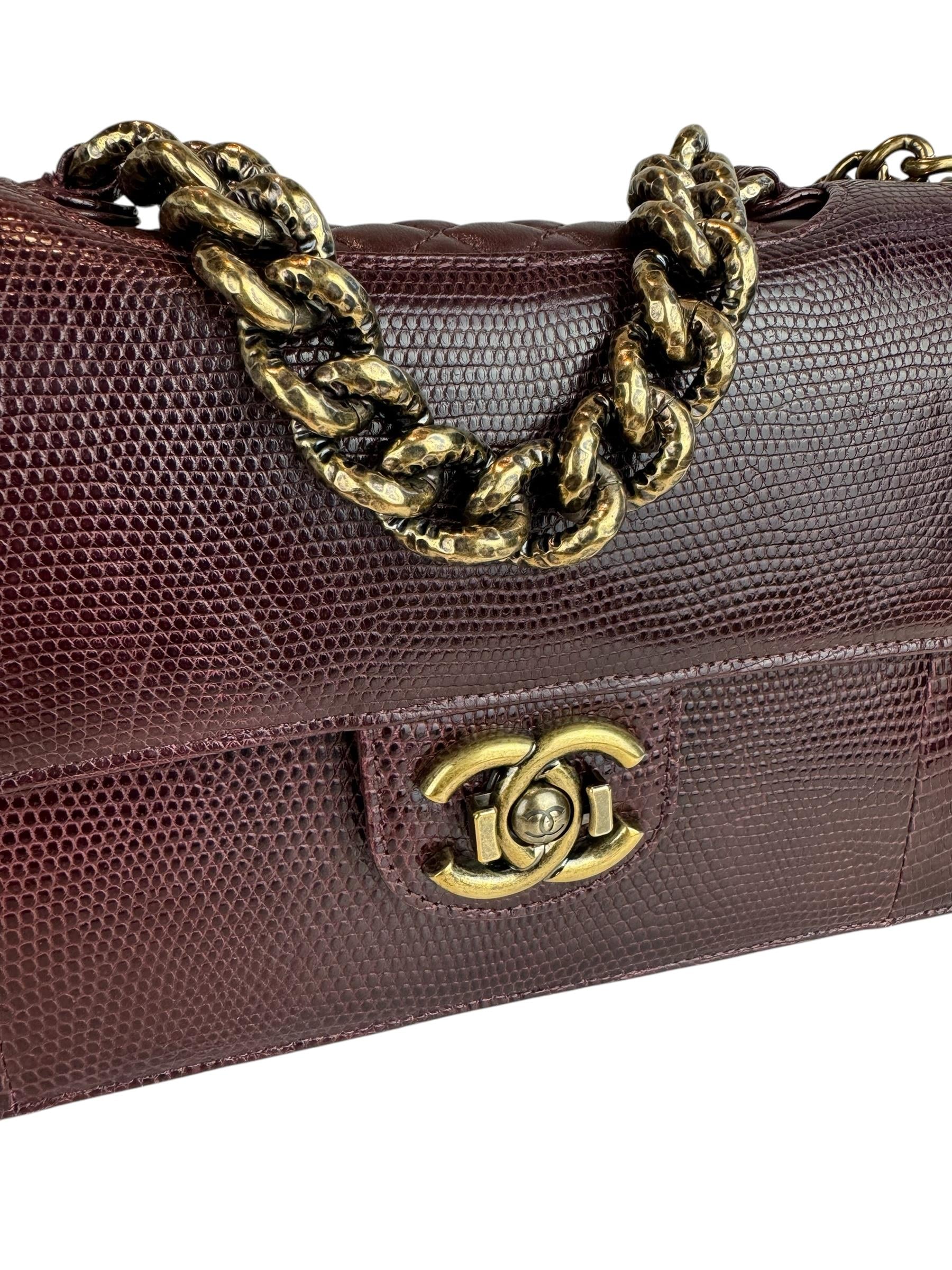 CHANEL BURGUNDY LIZARD LEATHER BAG