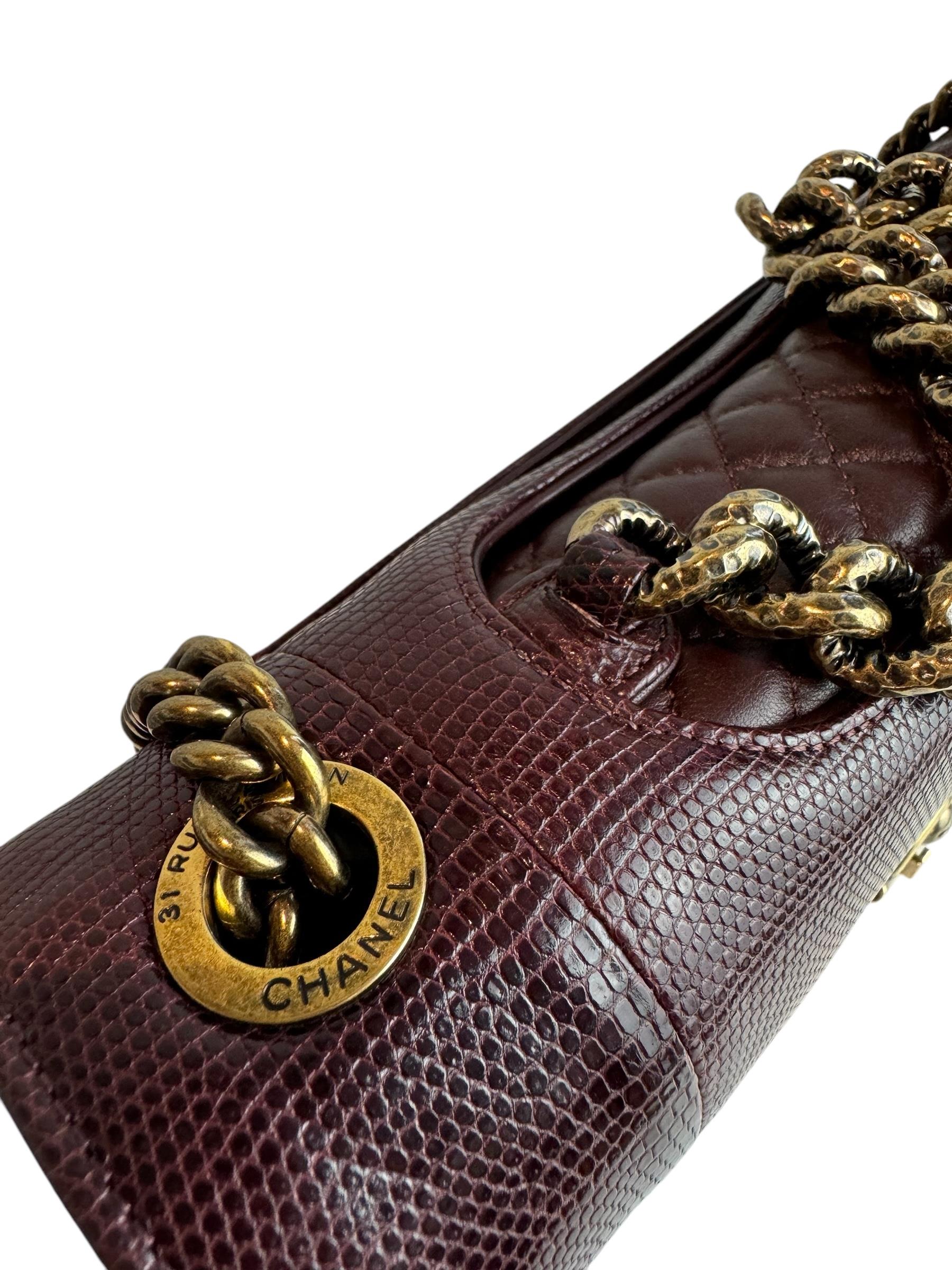 CHANEL BURGUNDY LIZARD LEATHER BAG