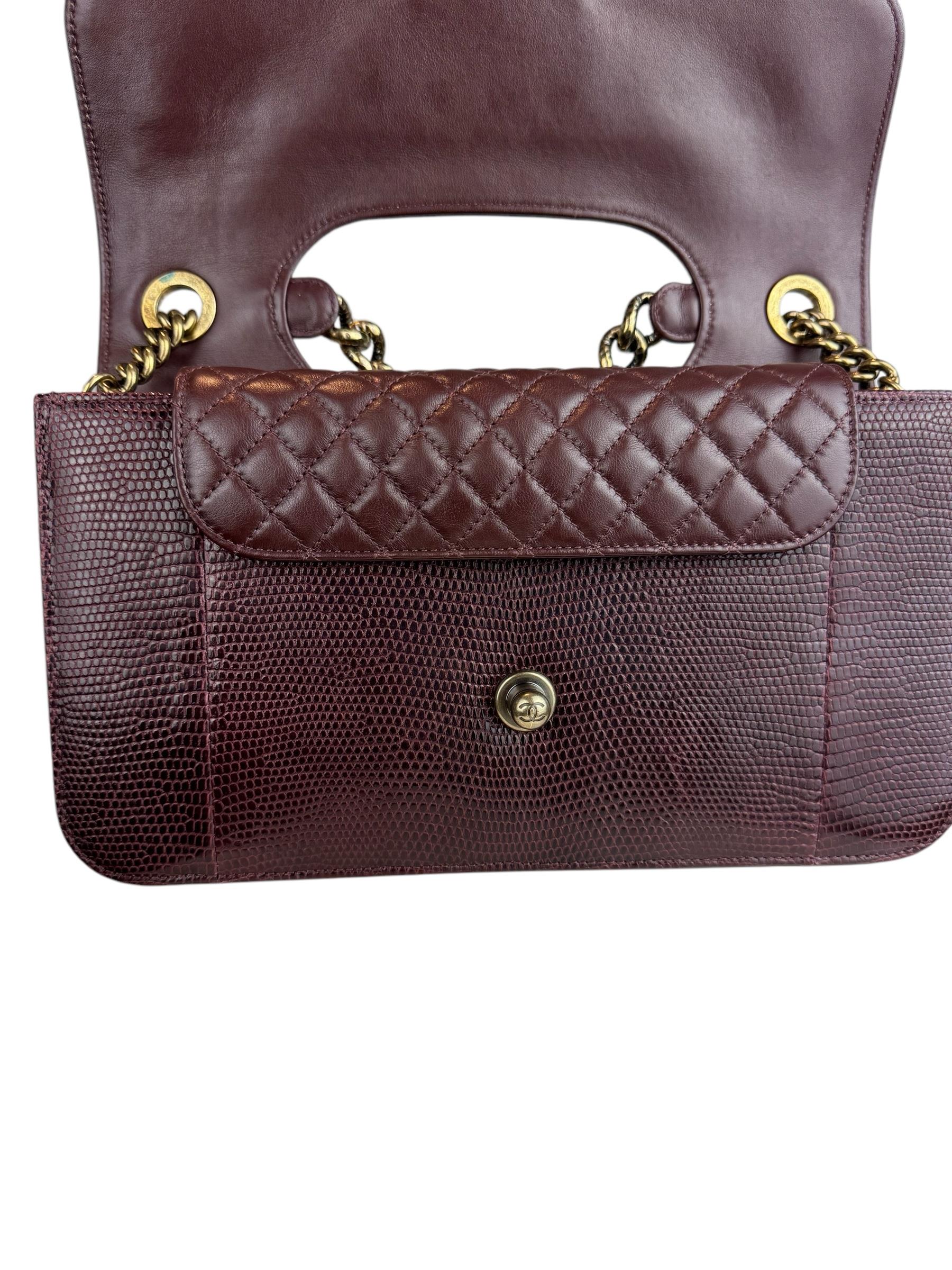 CHANEL BURGUNDY LIZARD LEATHER BAG