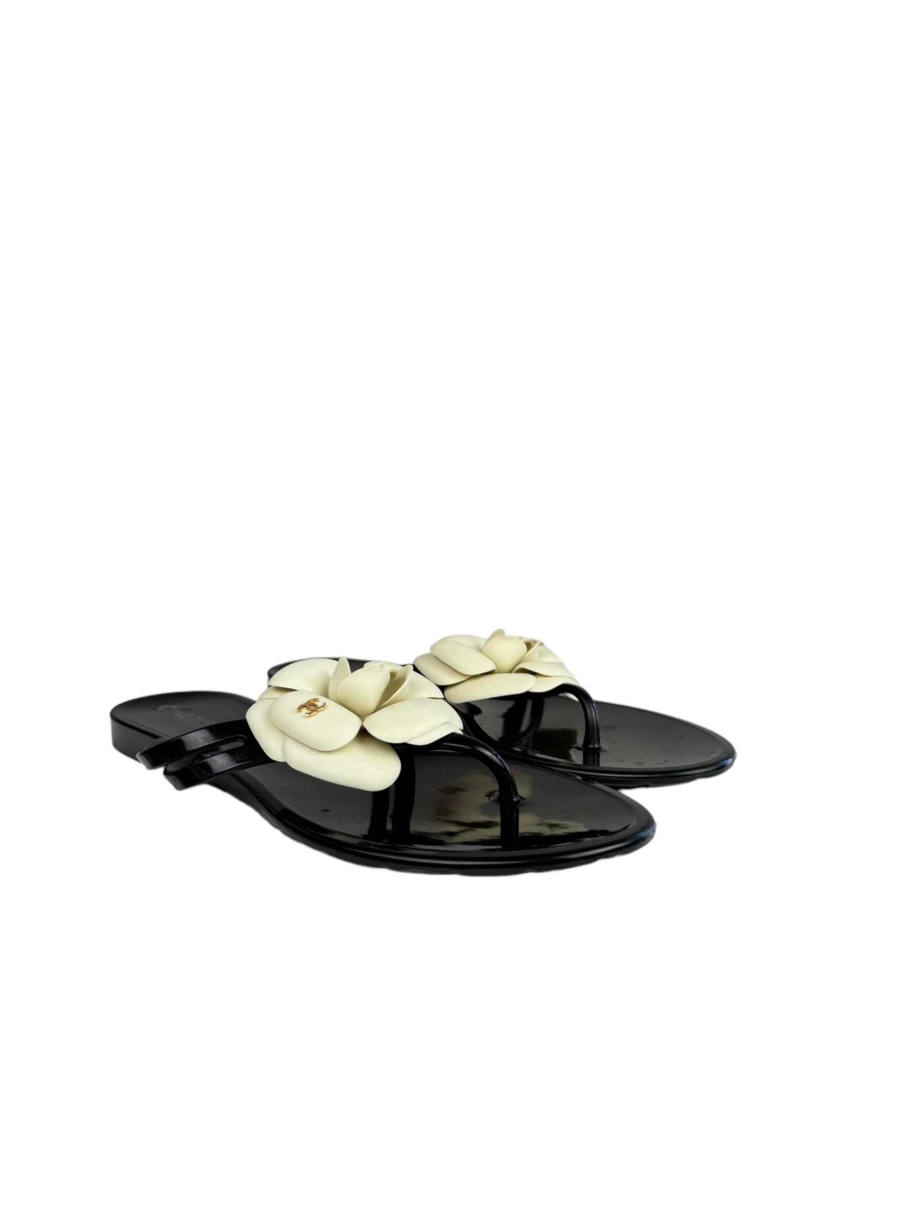 CHANEL CAMELLIA JELLY SANDALS