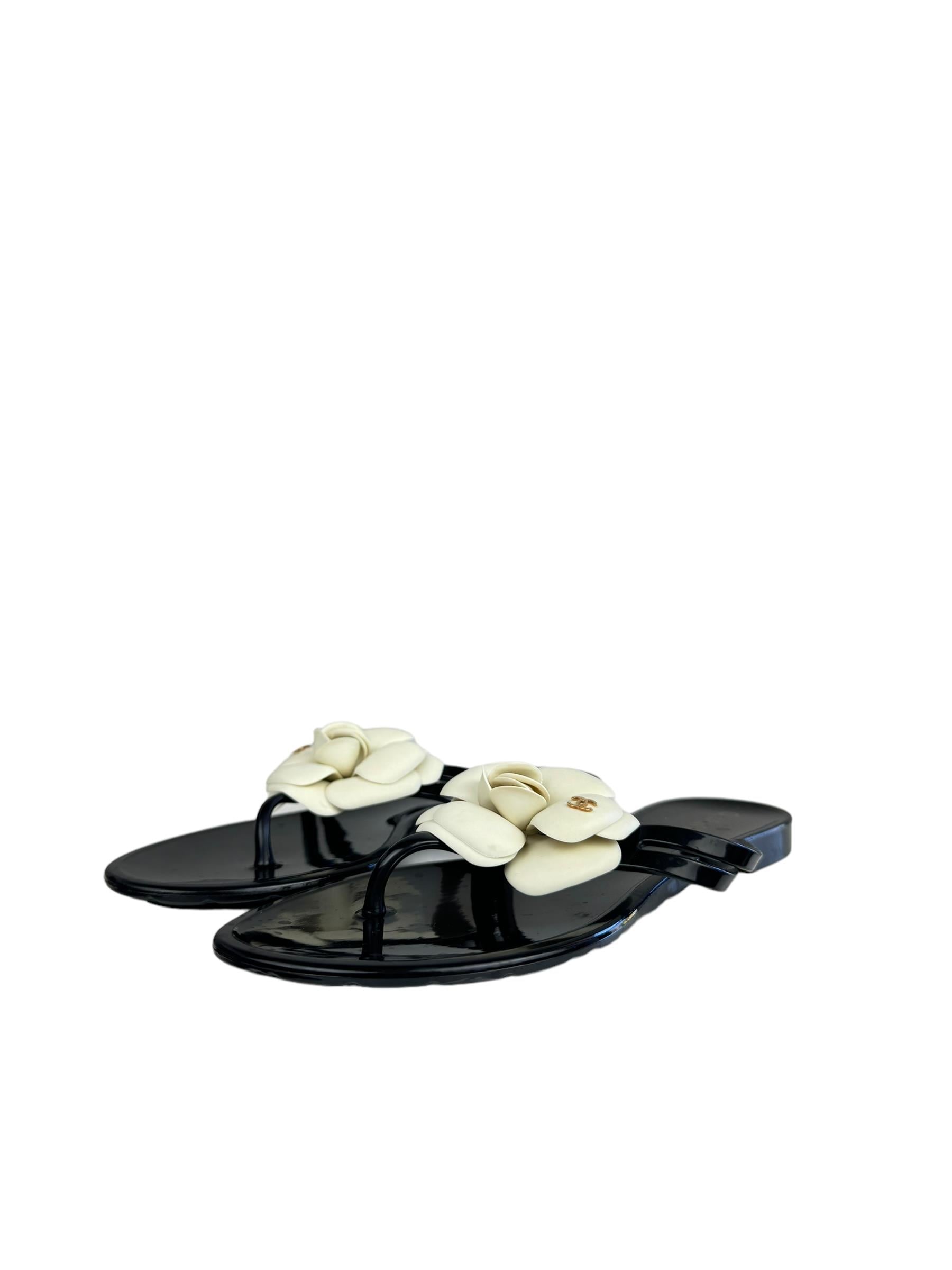 CHANEL CAMELLIA JELLY SANDALS