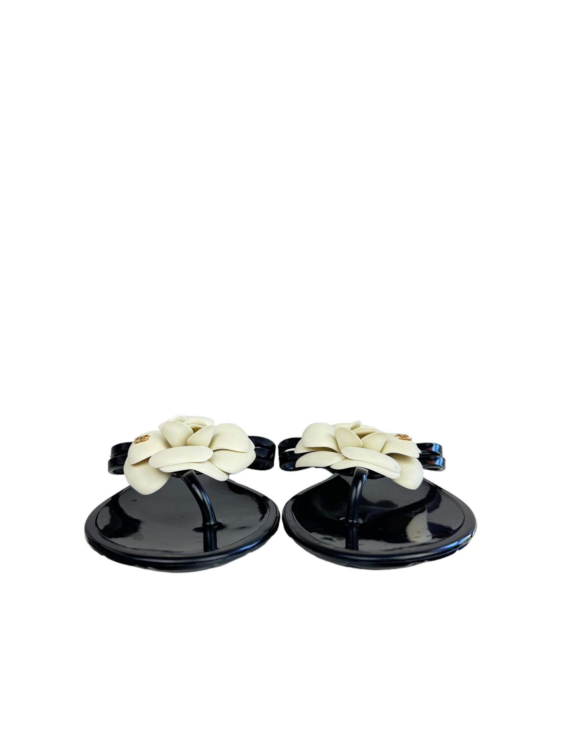 CHANEL CAMELLIA JELLY SANDALS