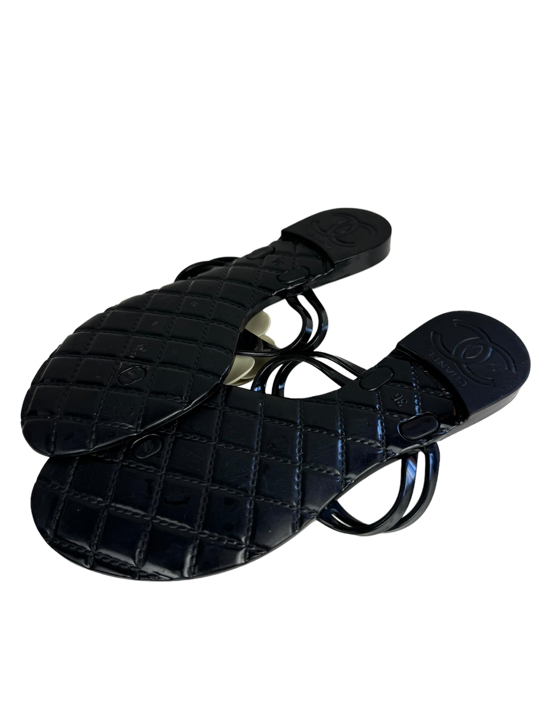CHANEL CAMELLIA JELLY SANDALS